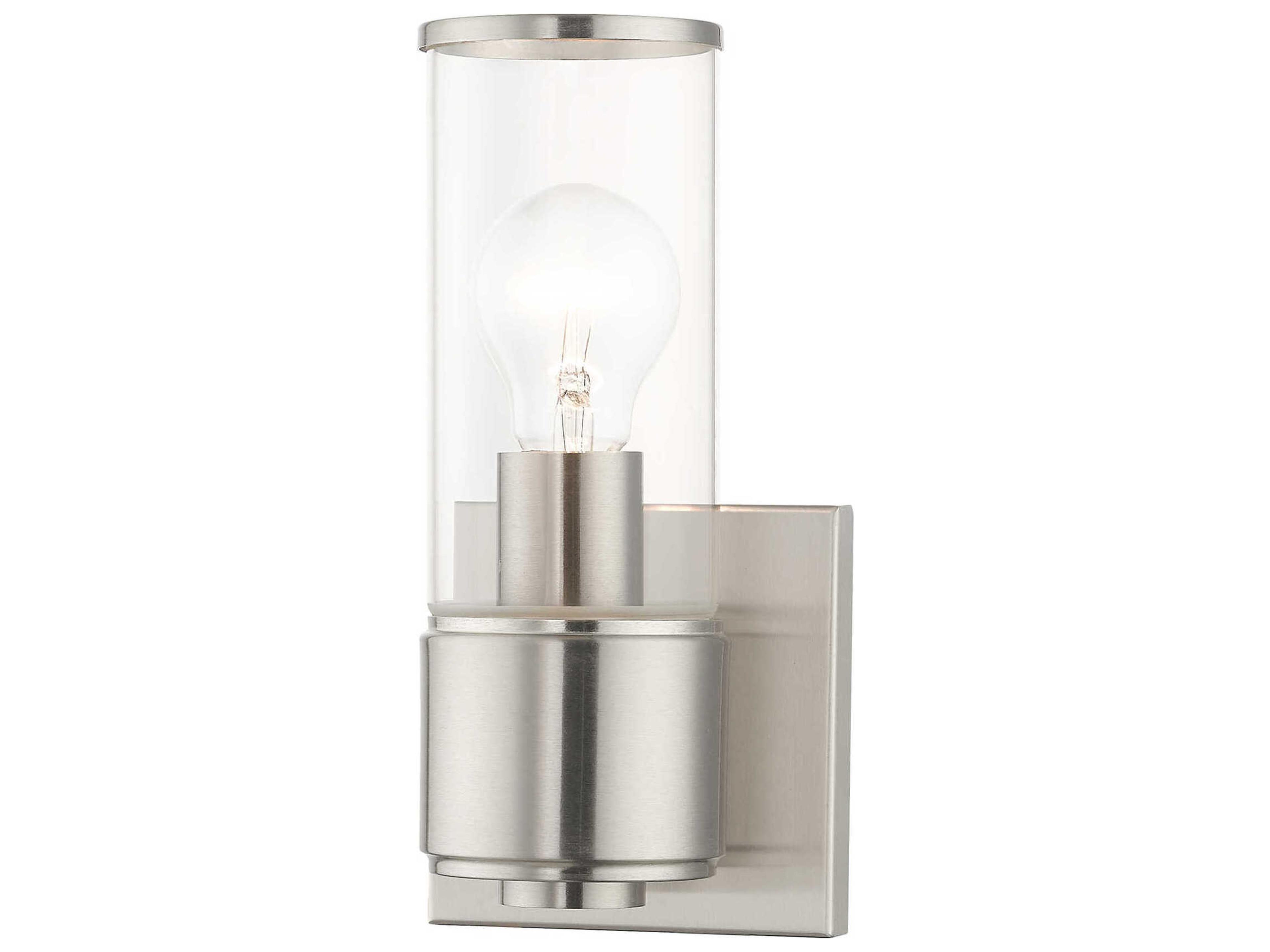 Quincy 1-Light Brushed Nickel Glass Wall Sconce