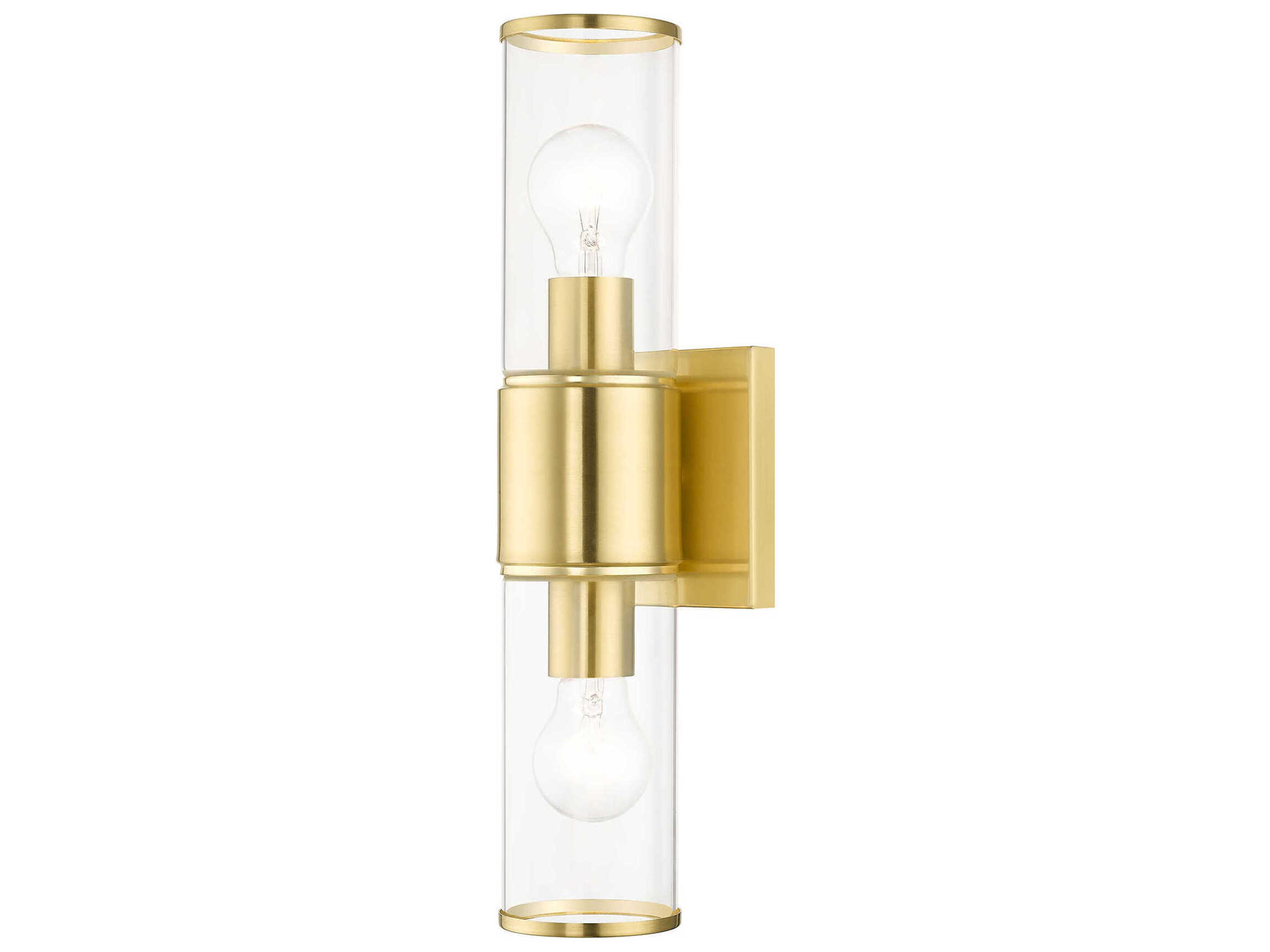 Quincy 2-Light Satin Brass Glass Vanity Light