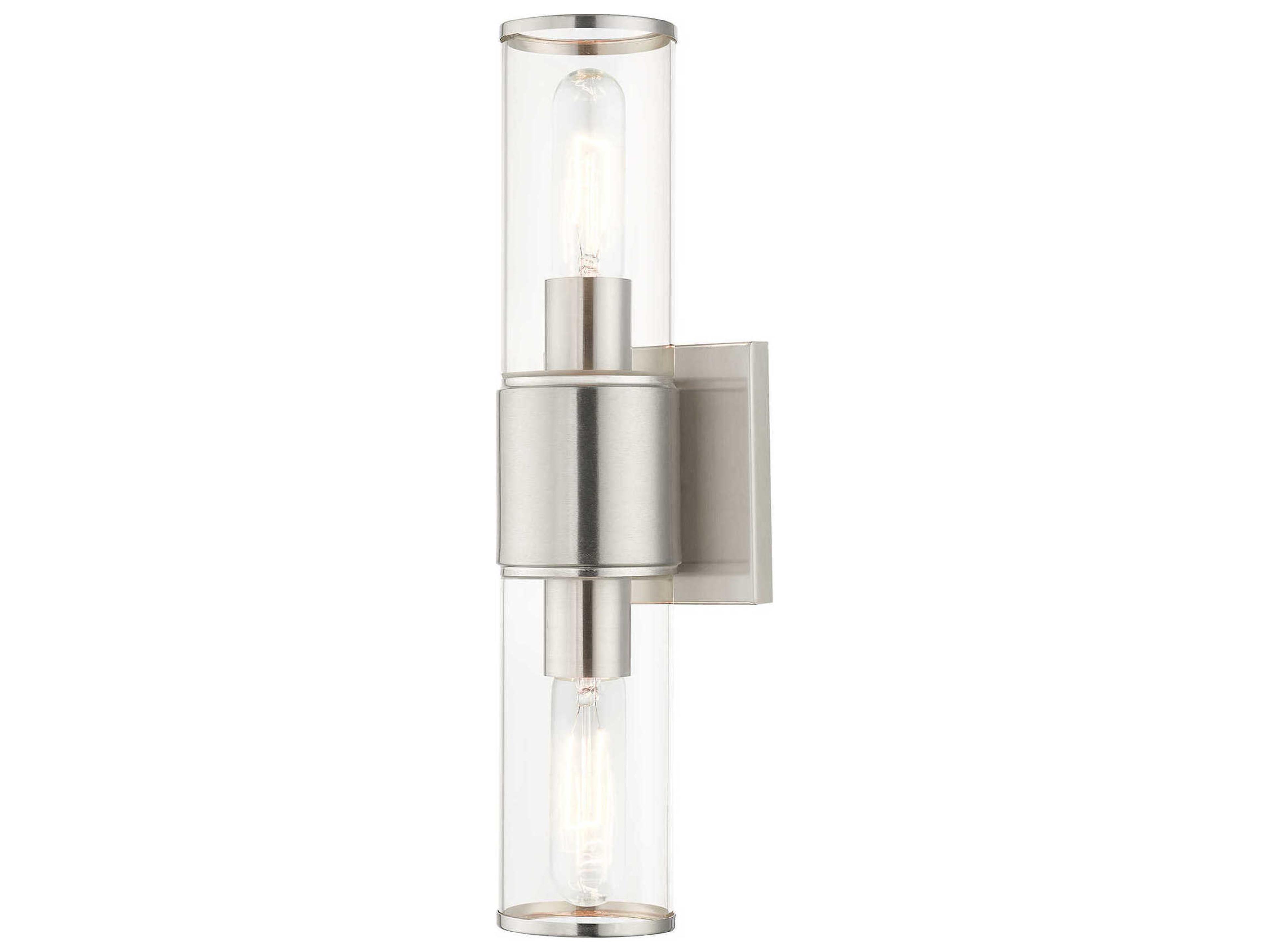 Quincy 2-Light Brushed Nickel Glass Vanity Light