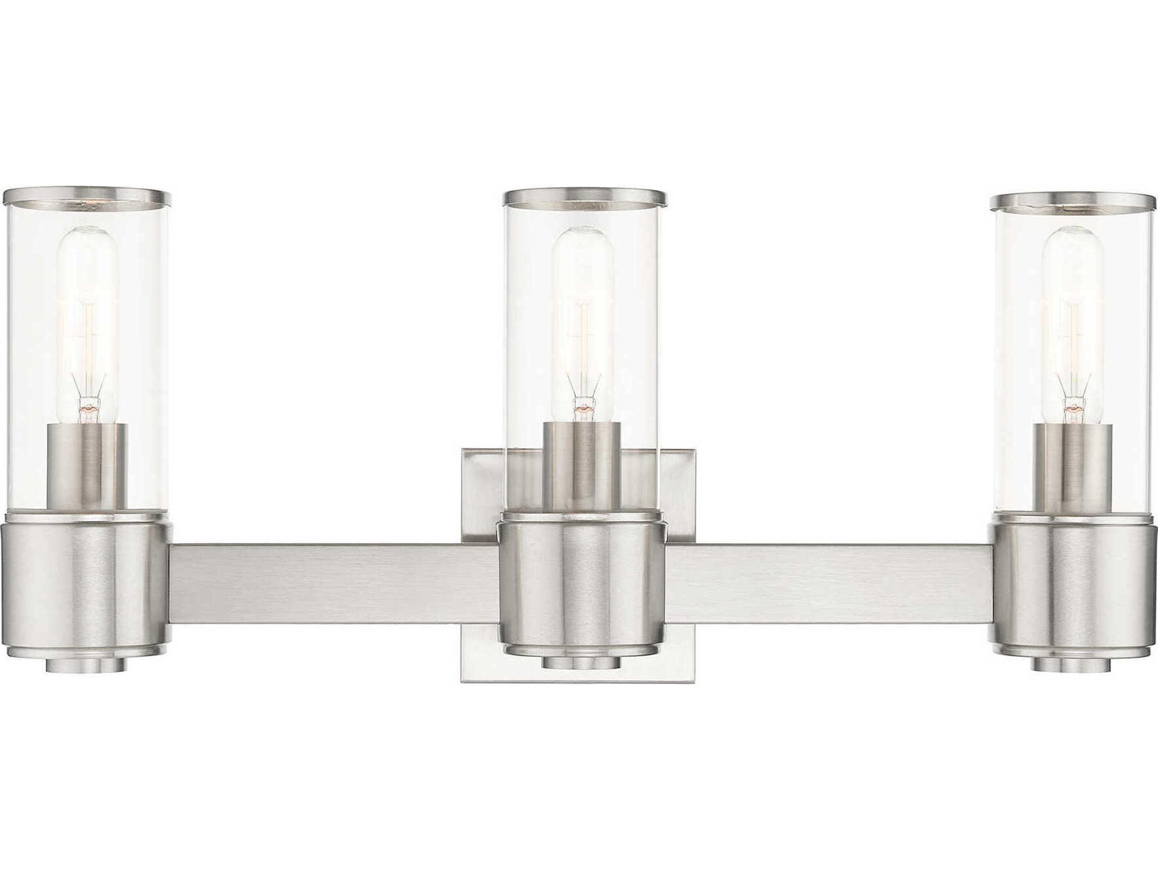 Quincy 3-Light Brushed Nickel Glass Vanity Light