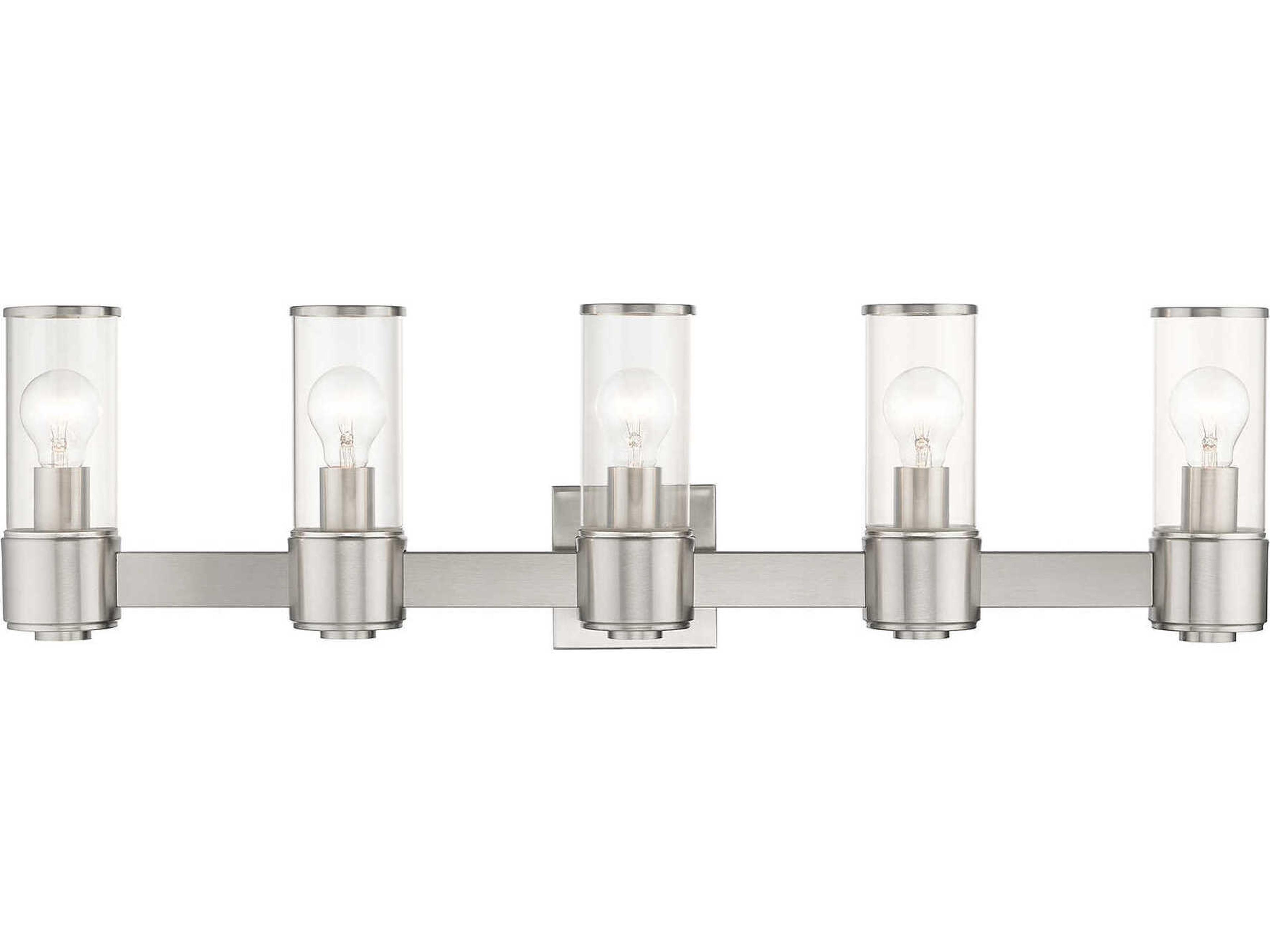 Quincy 5-Light Brushed Nickel Glass Vanity Light