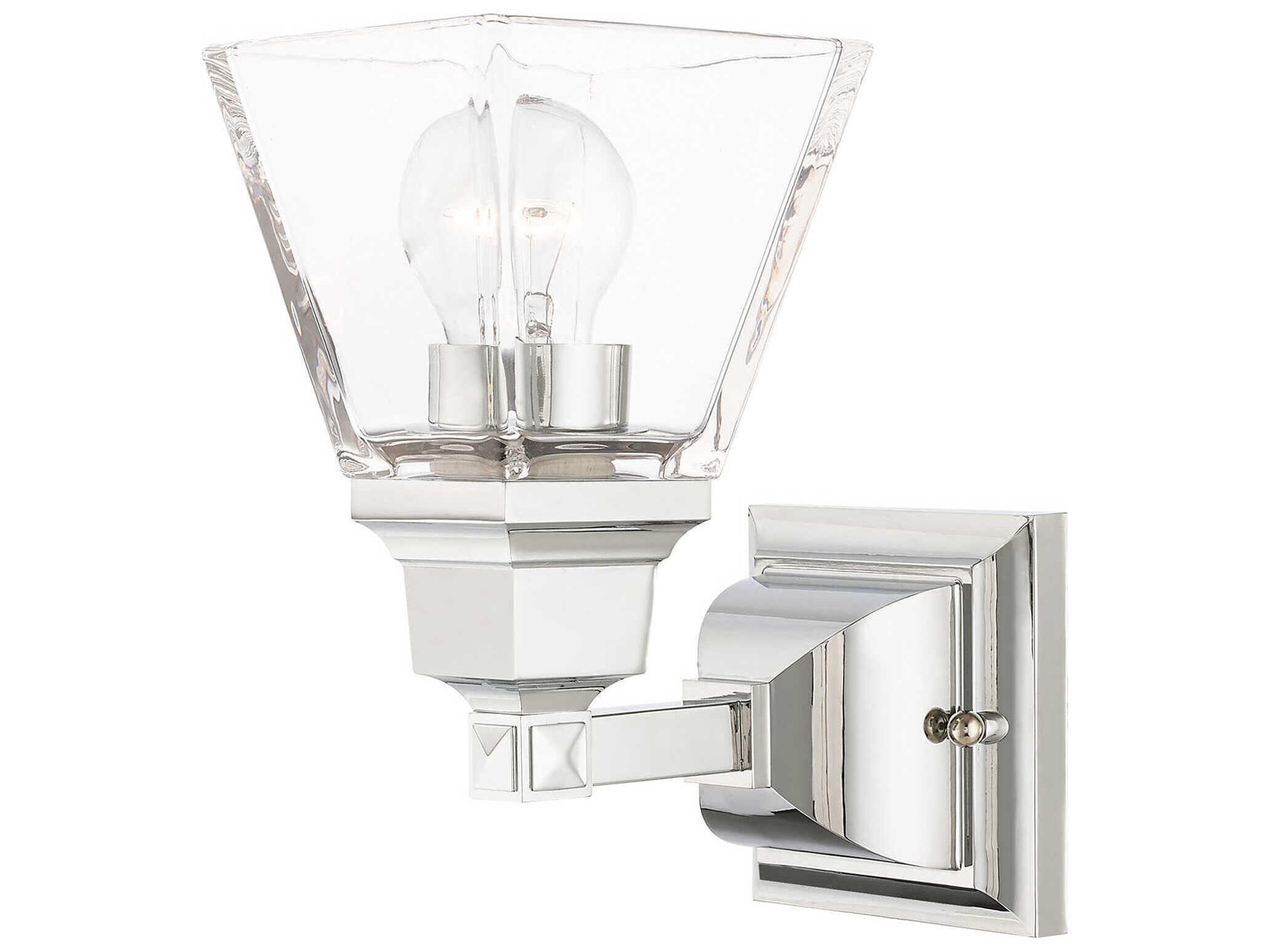 Mission 1-Light Polished Chrome Glass Wall Sconce