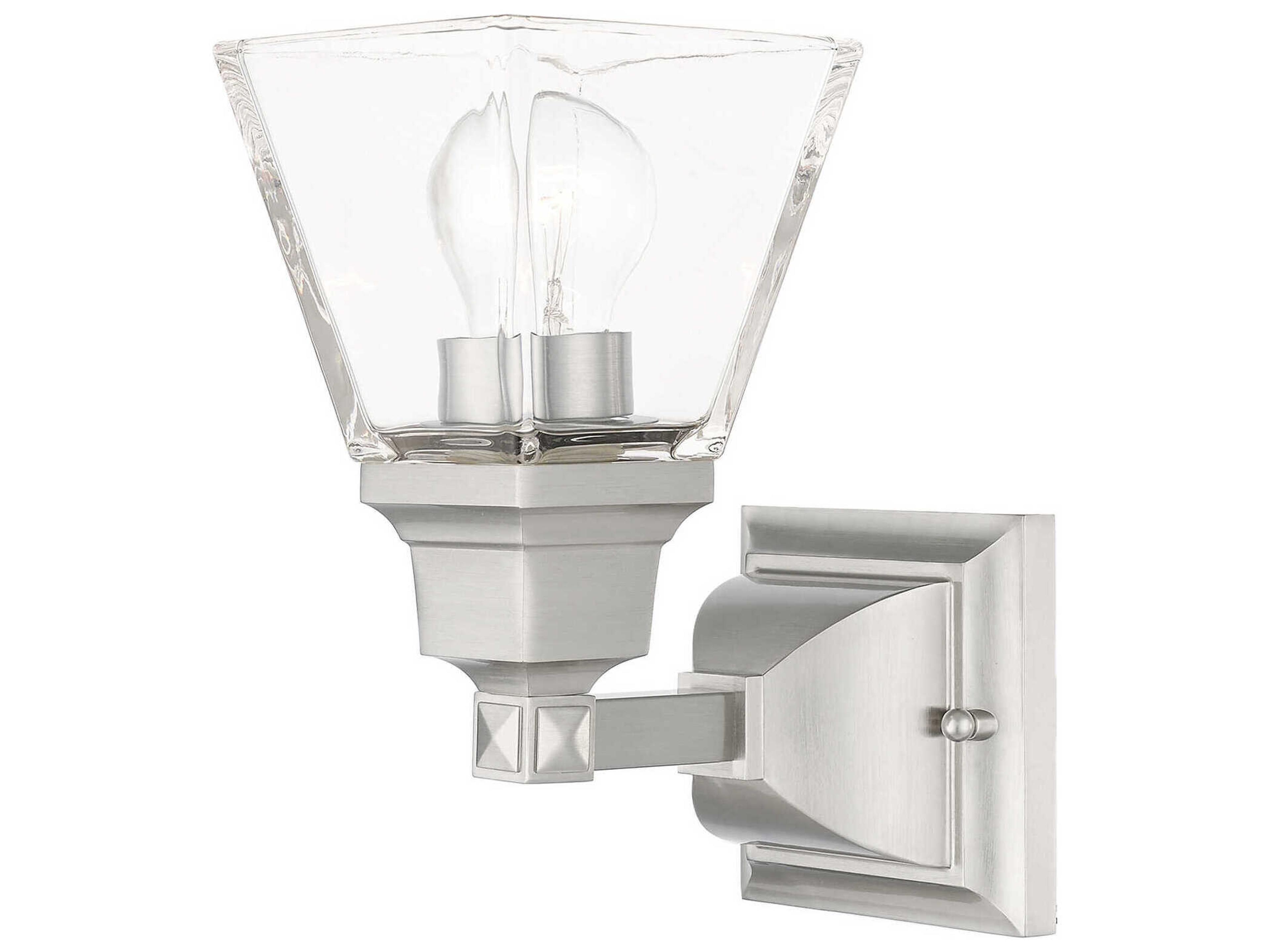 Mission 1-Light Brushed Nickel Glass Wall Sconce