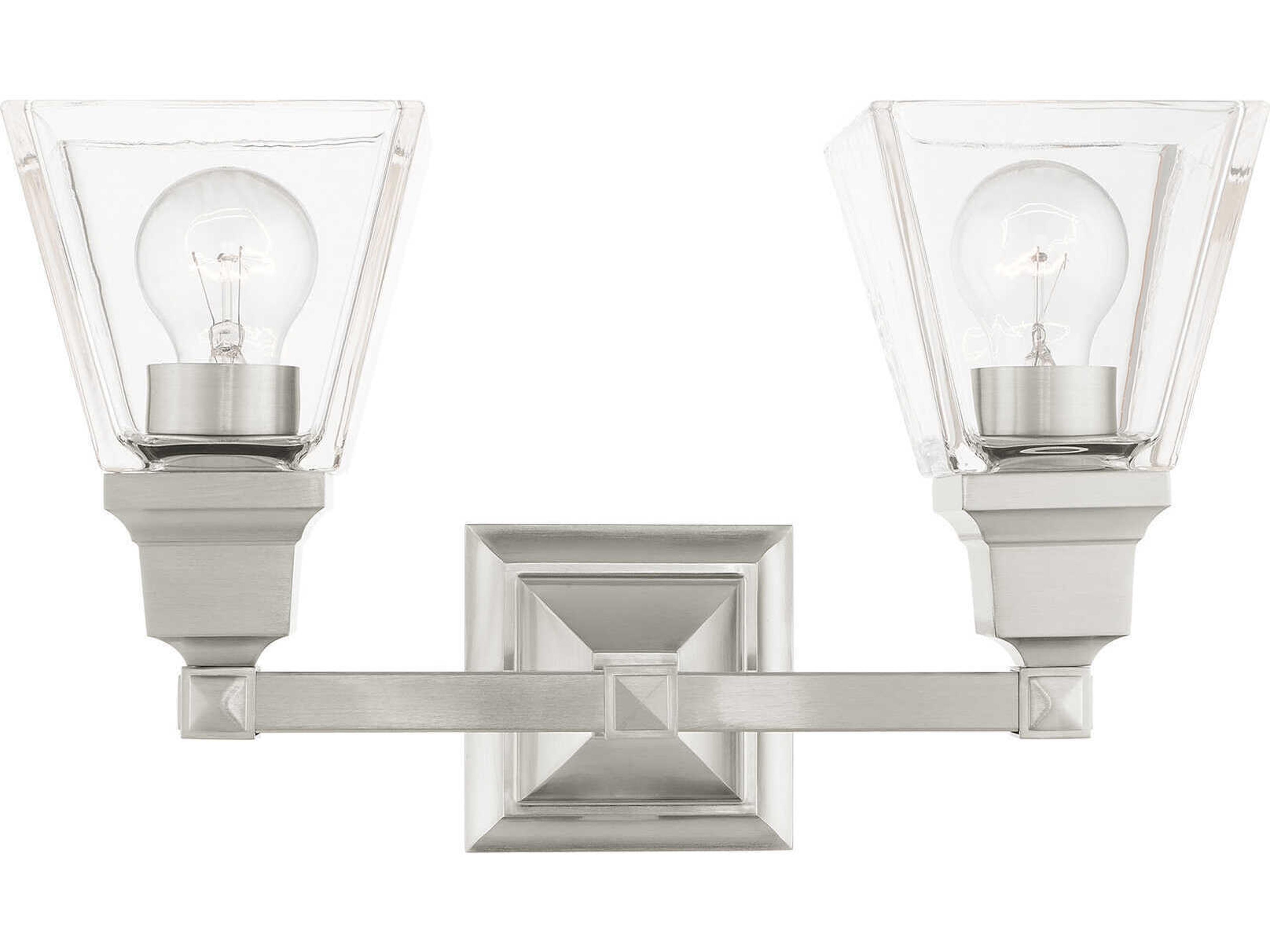Mission 2-Light Brushed Nickel Glass Vanity Light