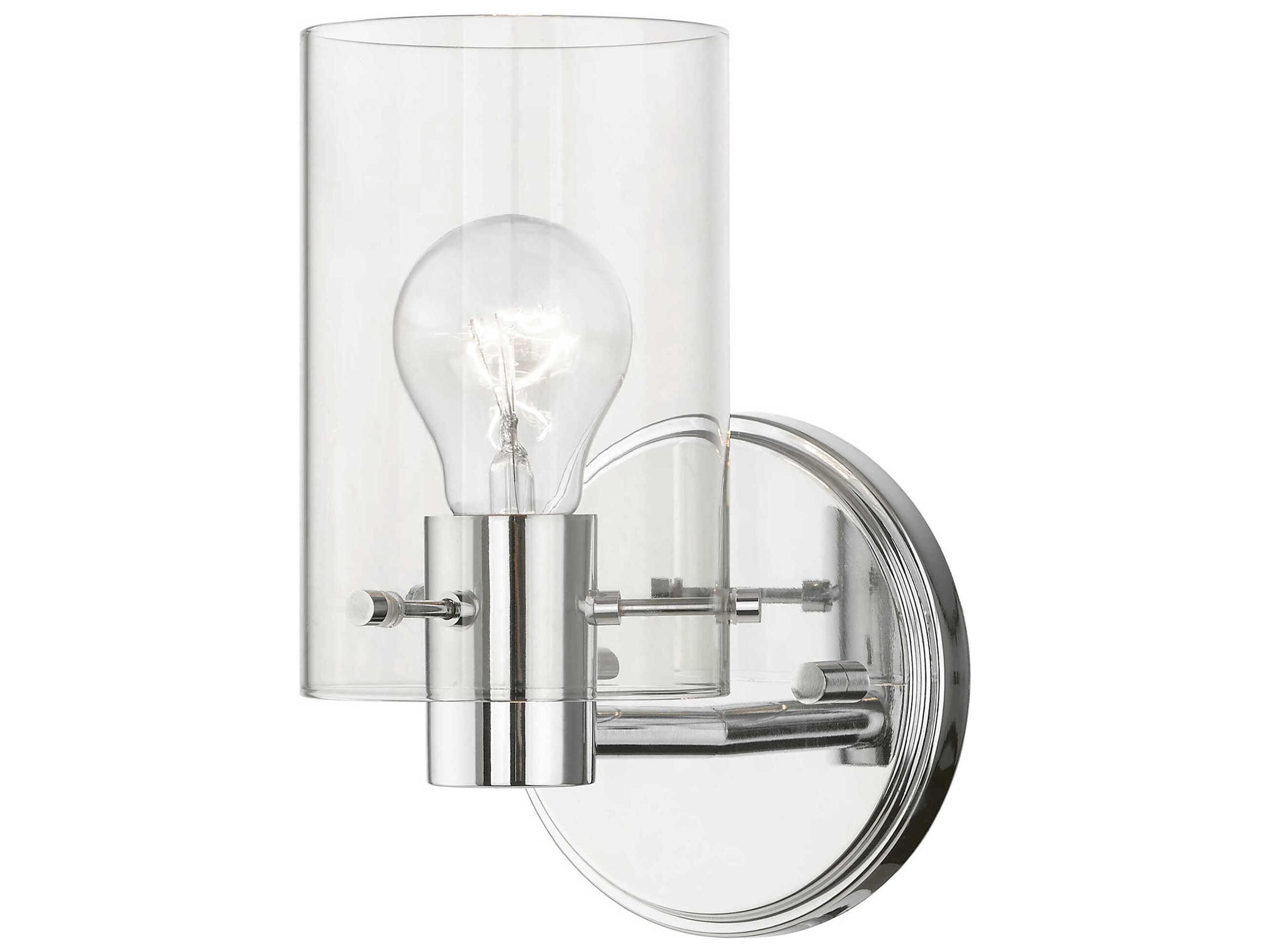 Munich 1-Light Polished Chrome Nickel Glass Wall Sconce