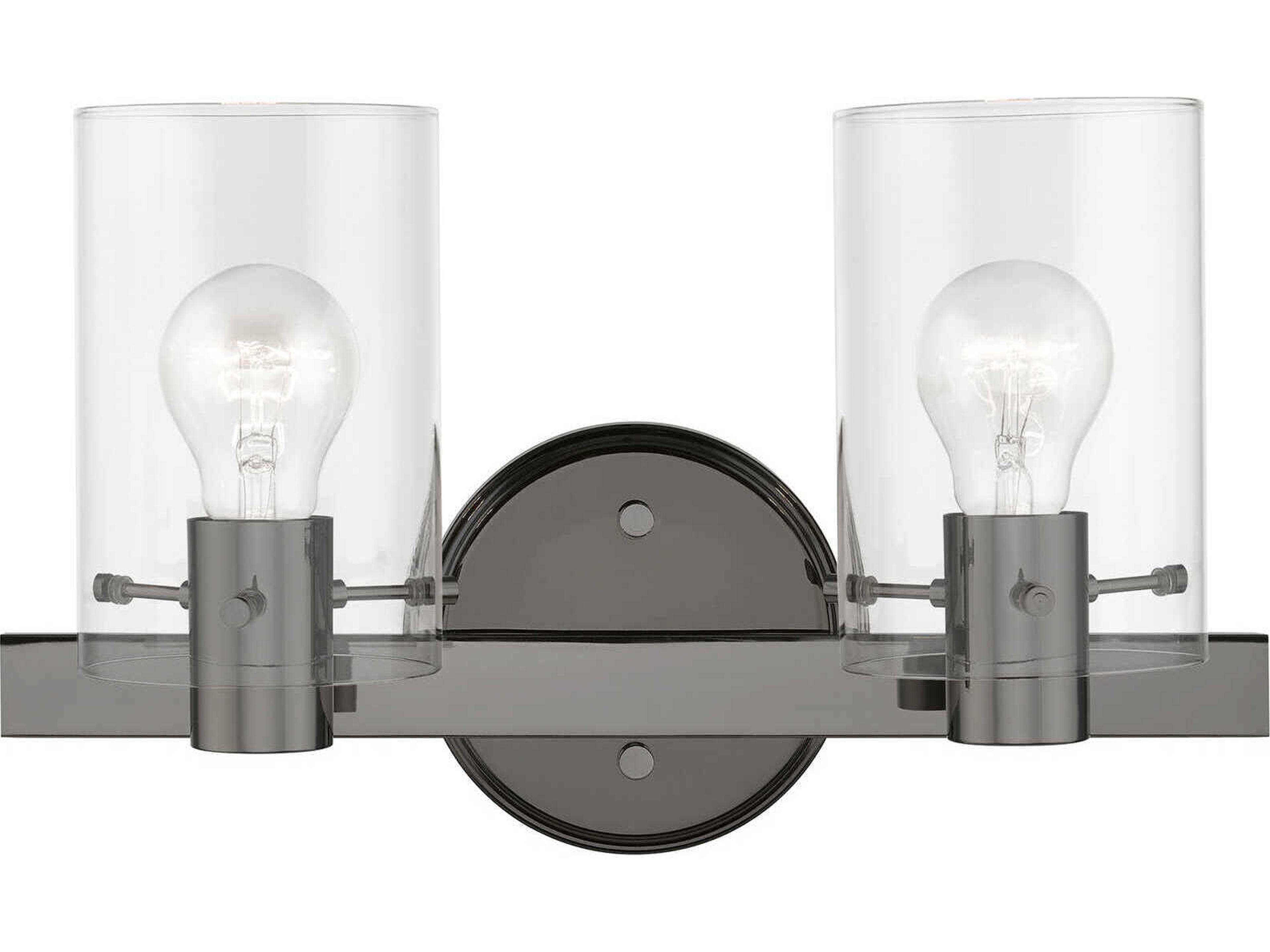 Munich 2-Light Black Chrome Glass Vanity Light