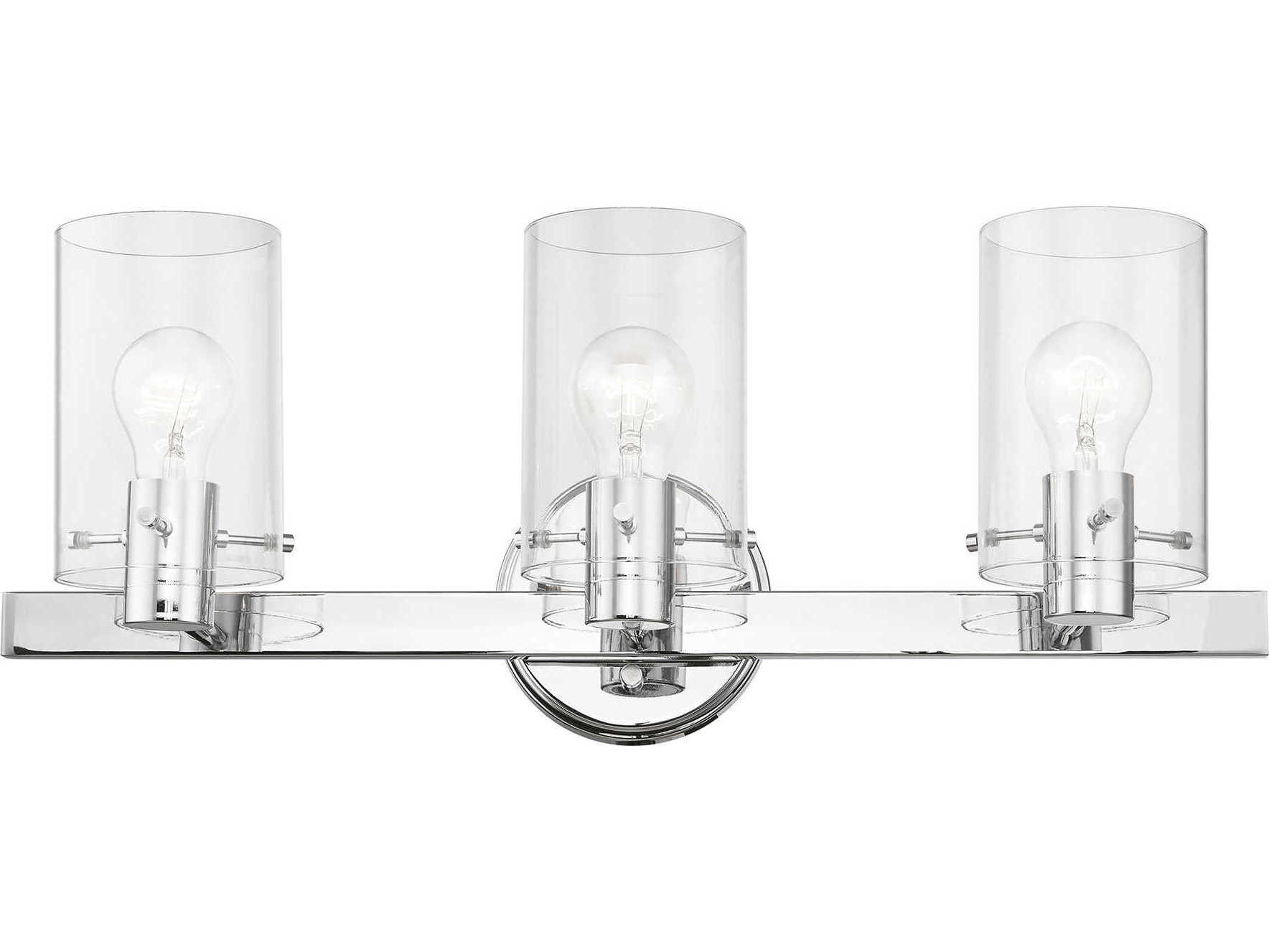 Livex Lighting Munich 3-Light Polished Chrome Glass Vanity Light