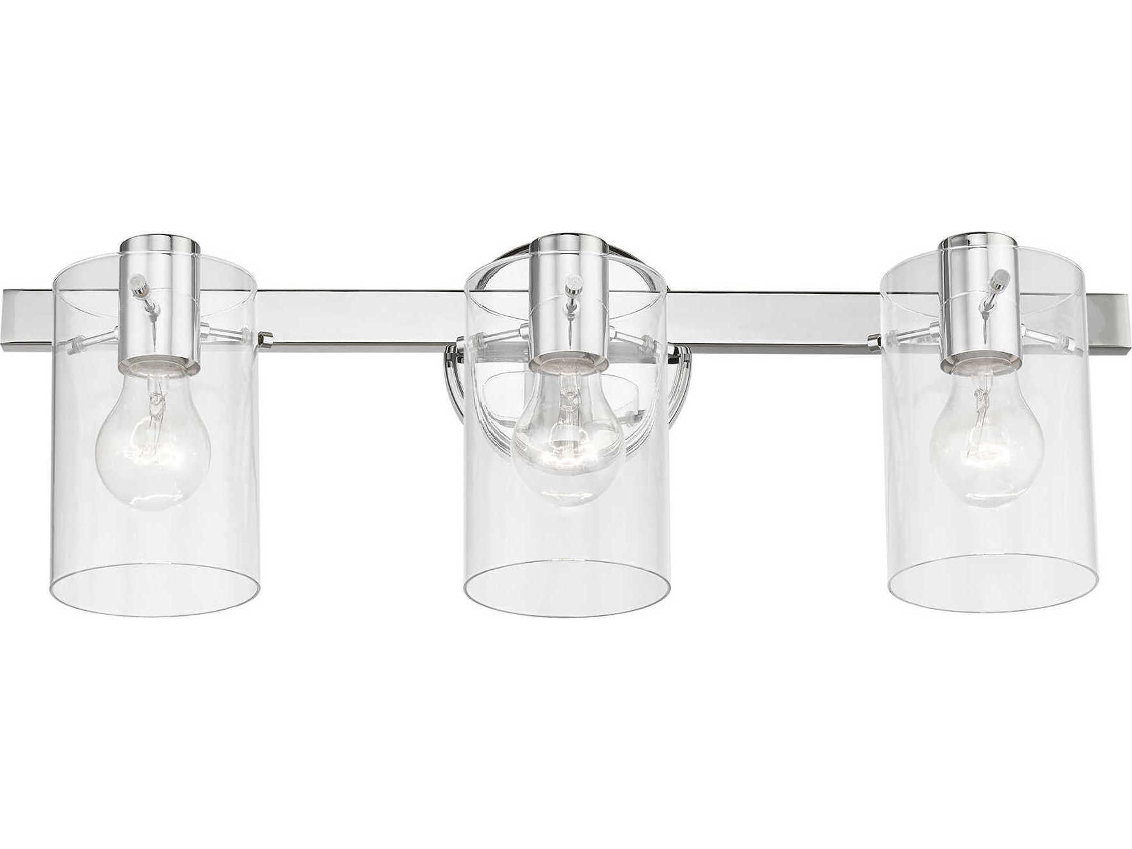 Livex Lighting Munich 3-Light Polished Chrome Glass Vanity Light
