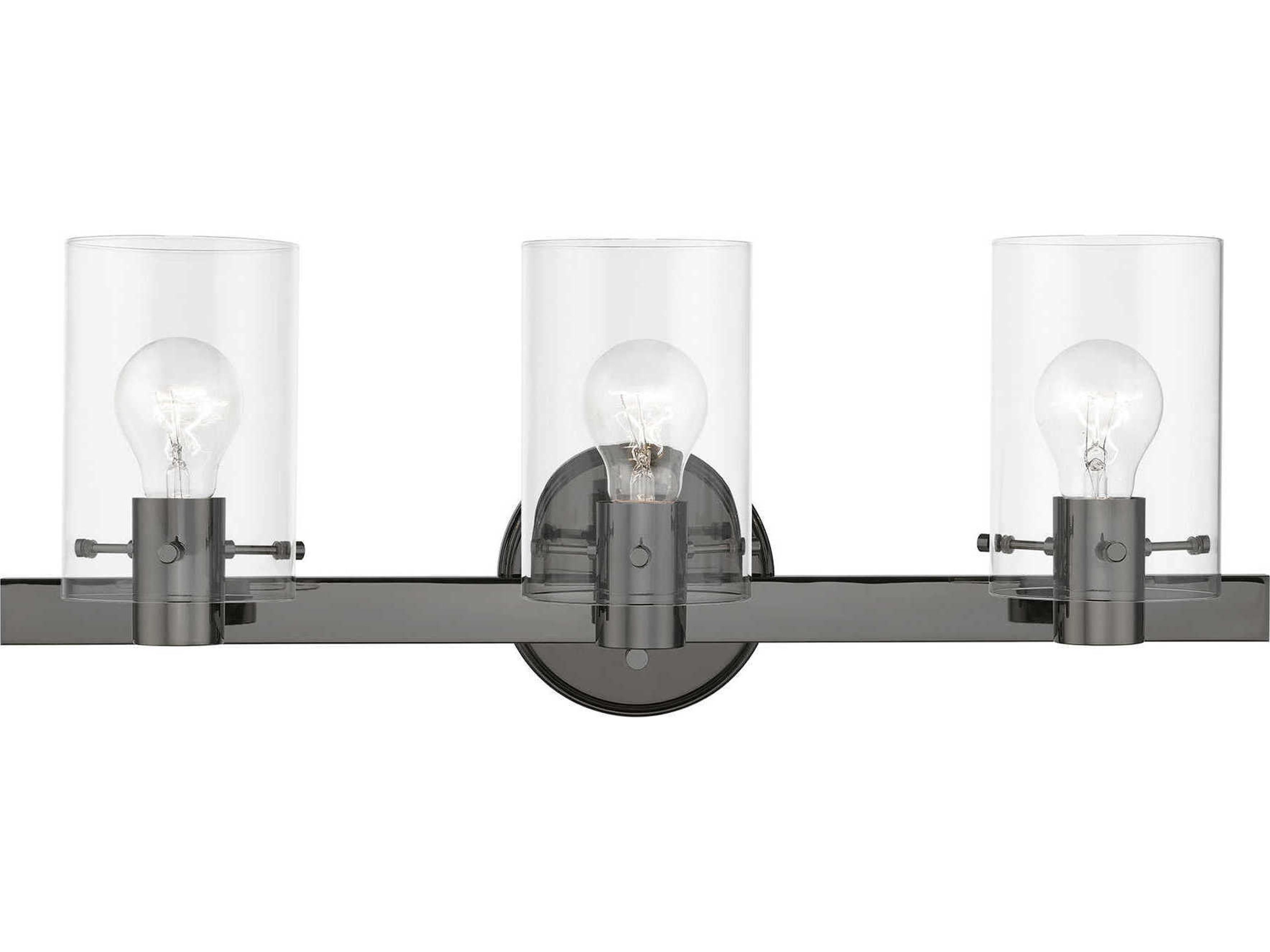 Munich 3-Light Black Chrome Glass Vanity Light