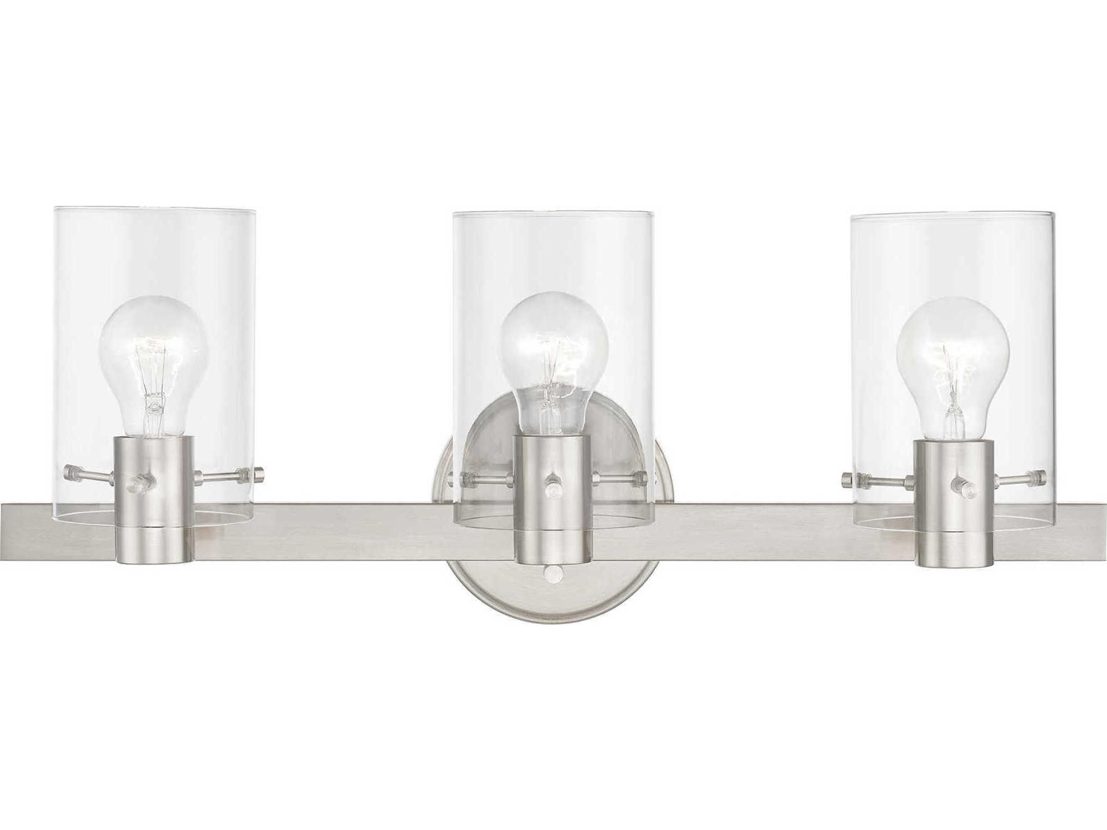 Munich 3-Light Brushed Nickel Glass Vanity Light