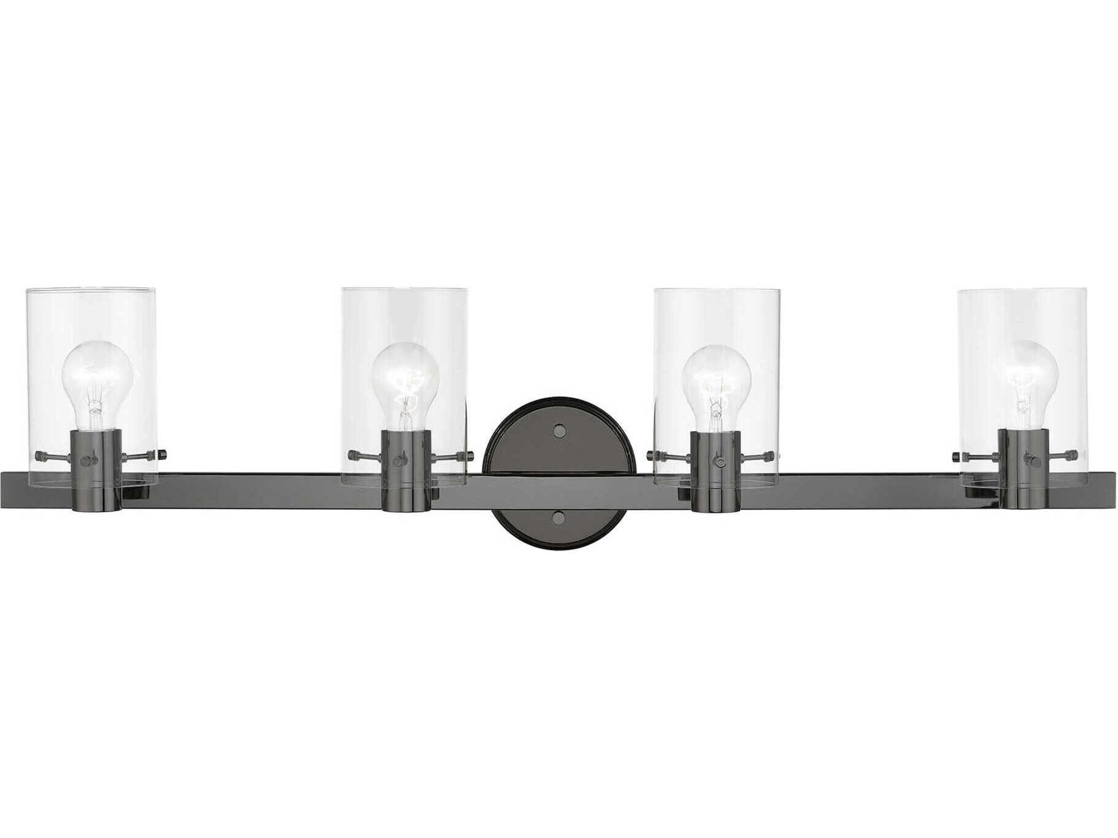 Munich 4-Light Black Chrome Glass Vanity Light