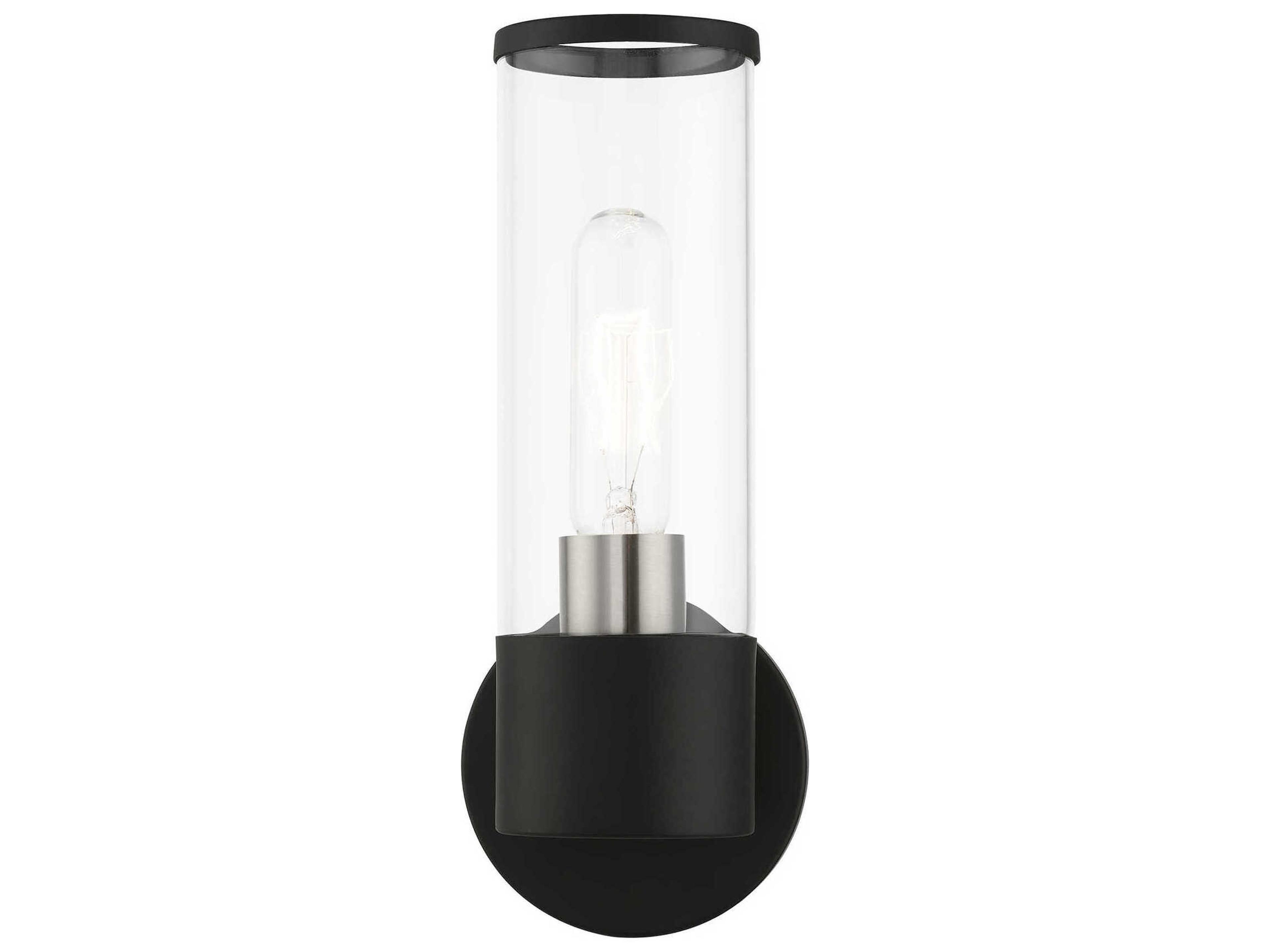 Livex Lighting Banca 1-Light Black Brushed Nickel Glass Wall Sconce