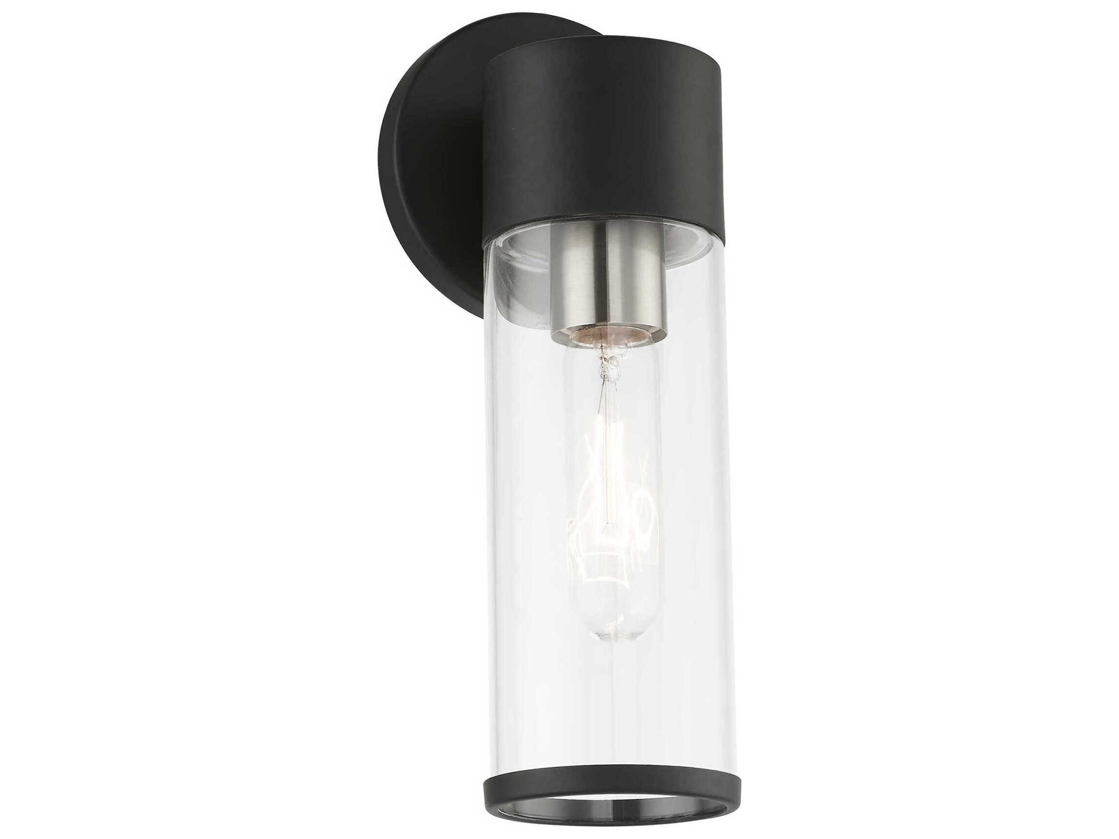 Livex Lighting Banca 1-Light Black Brushed Nickel Glass Wall Sconce