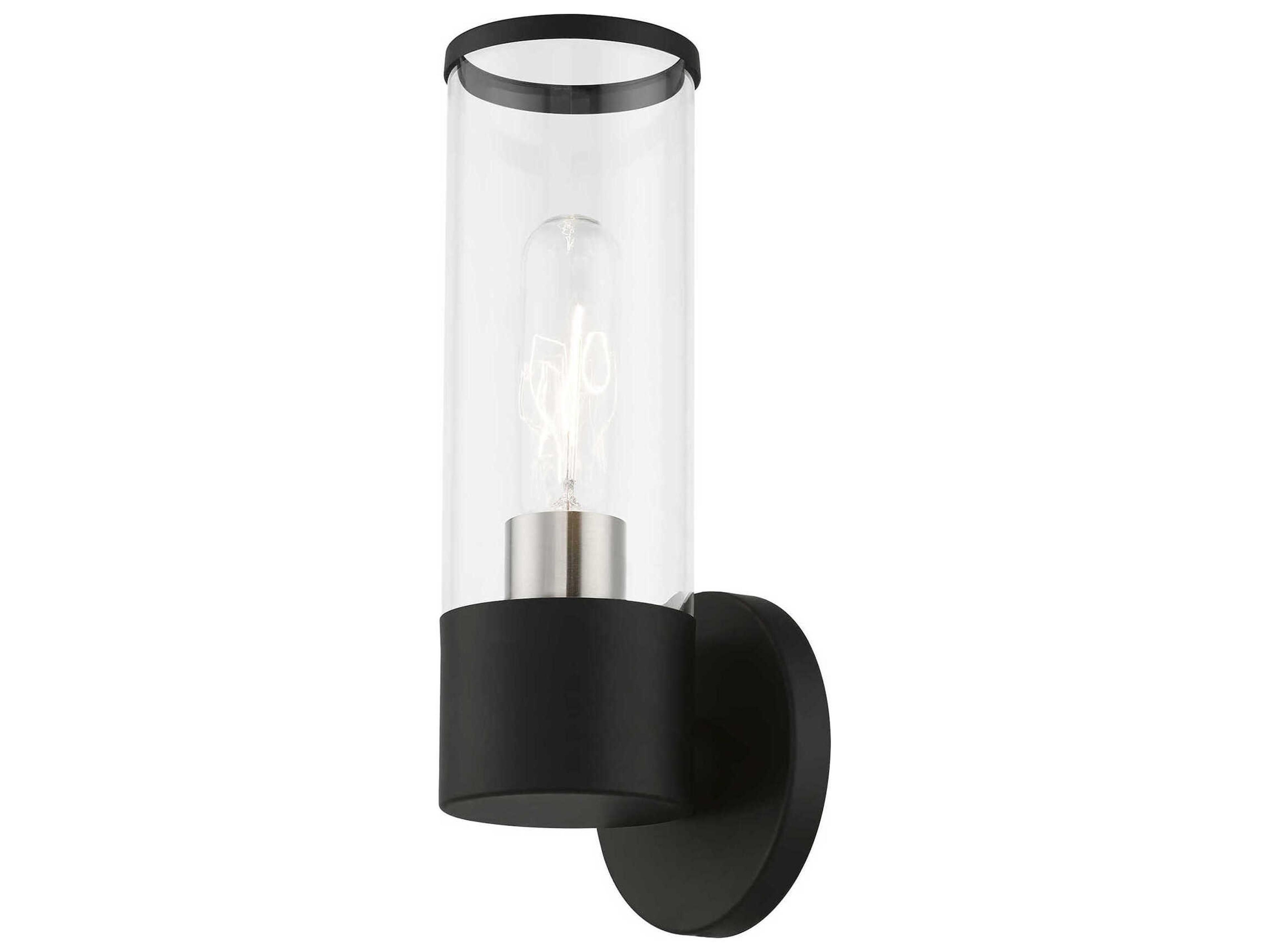 Livex Lighting Banca 1-Light Black Brushed Nickel Glass Wall Sconce