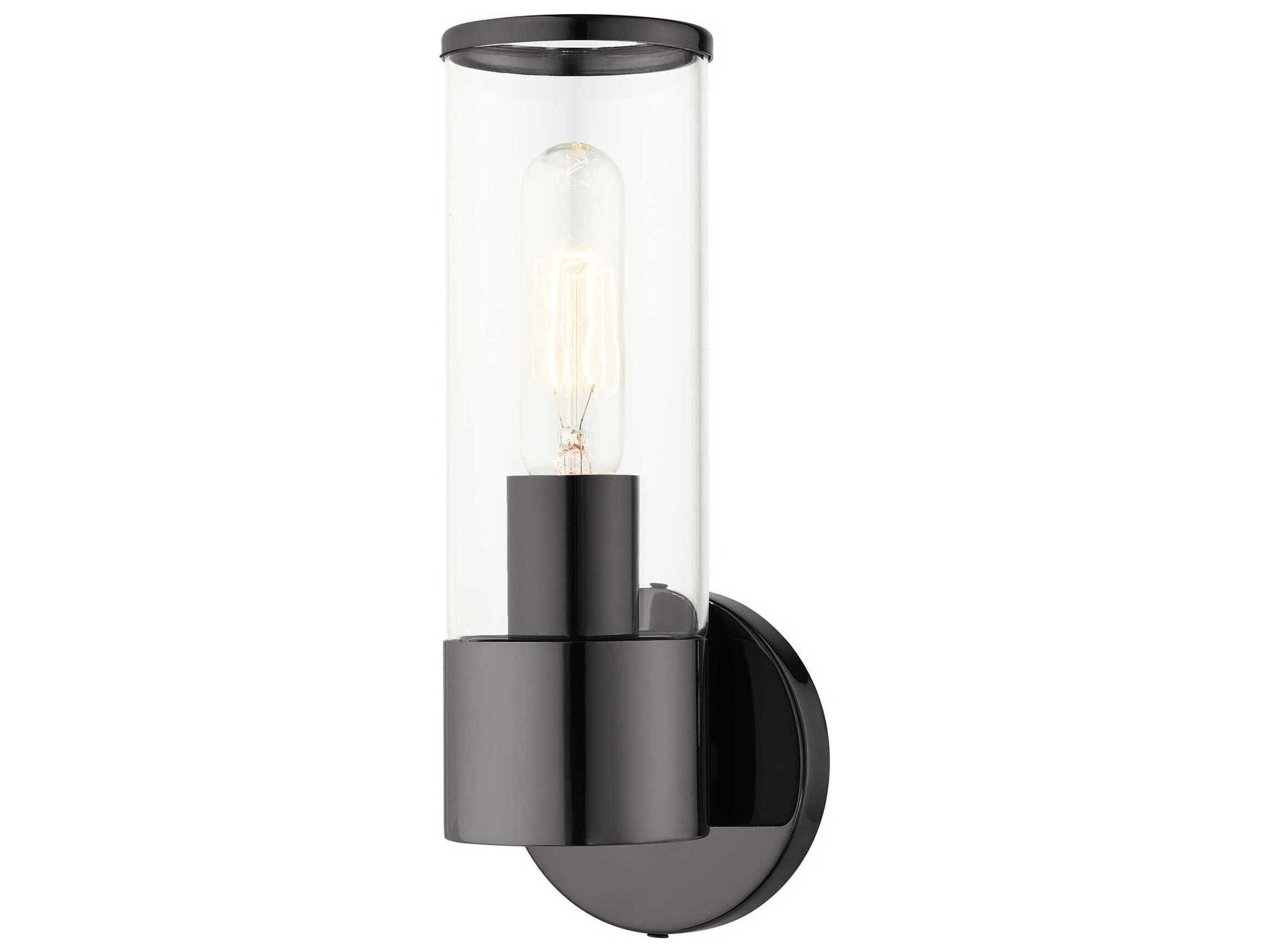 Banca 1-Light Black Chrome Clear Glass Wall Sconce