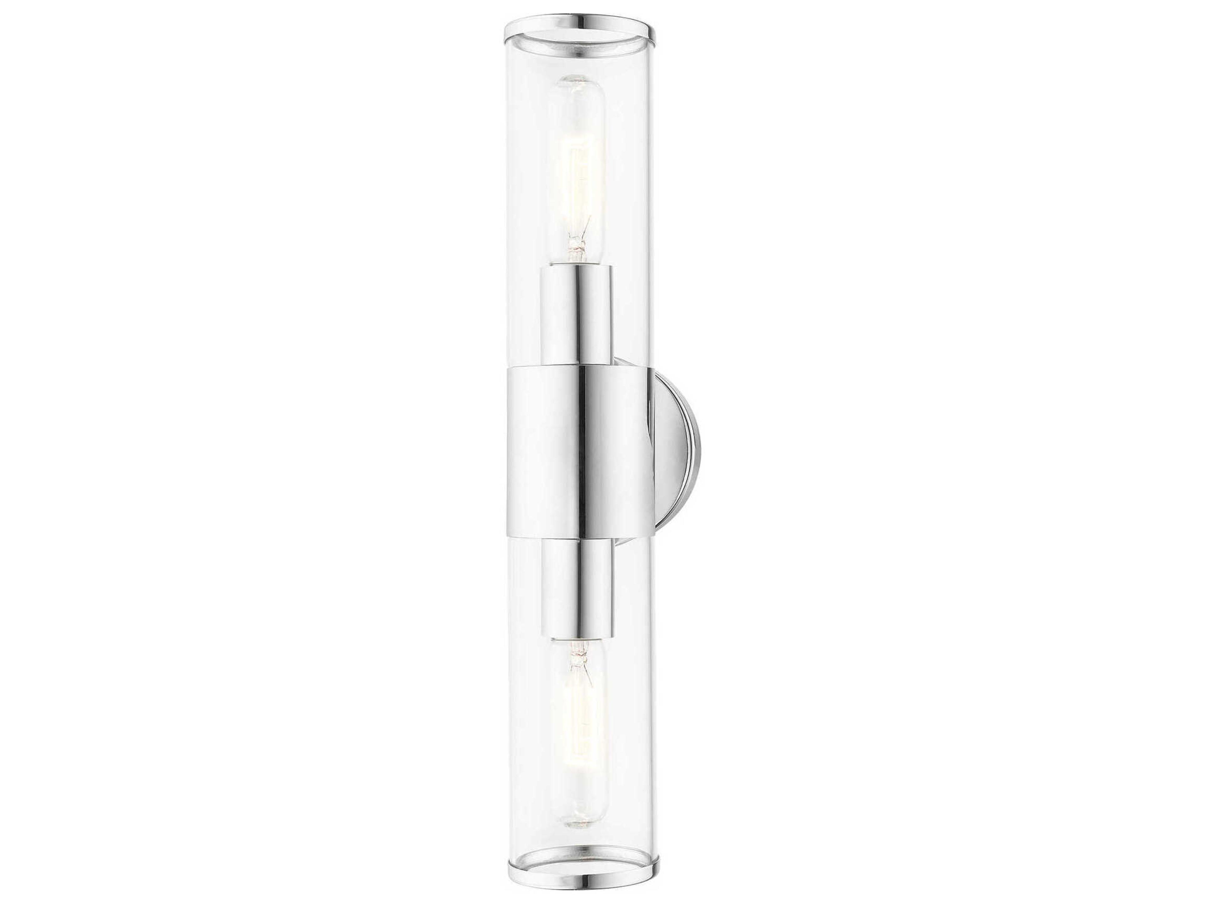 Banca 2-Light Polished Chrome Clear Glass Vanity Light