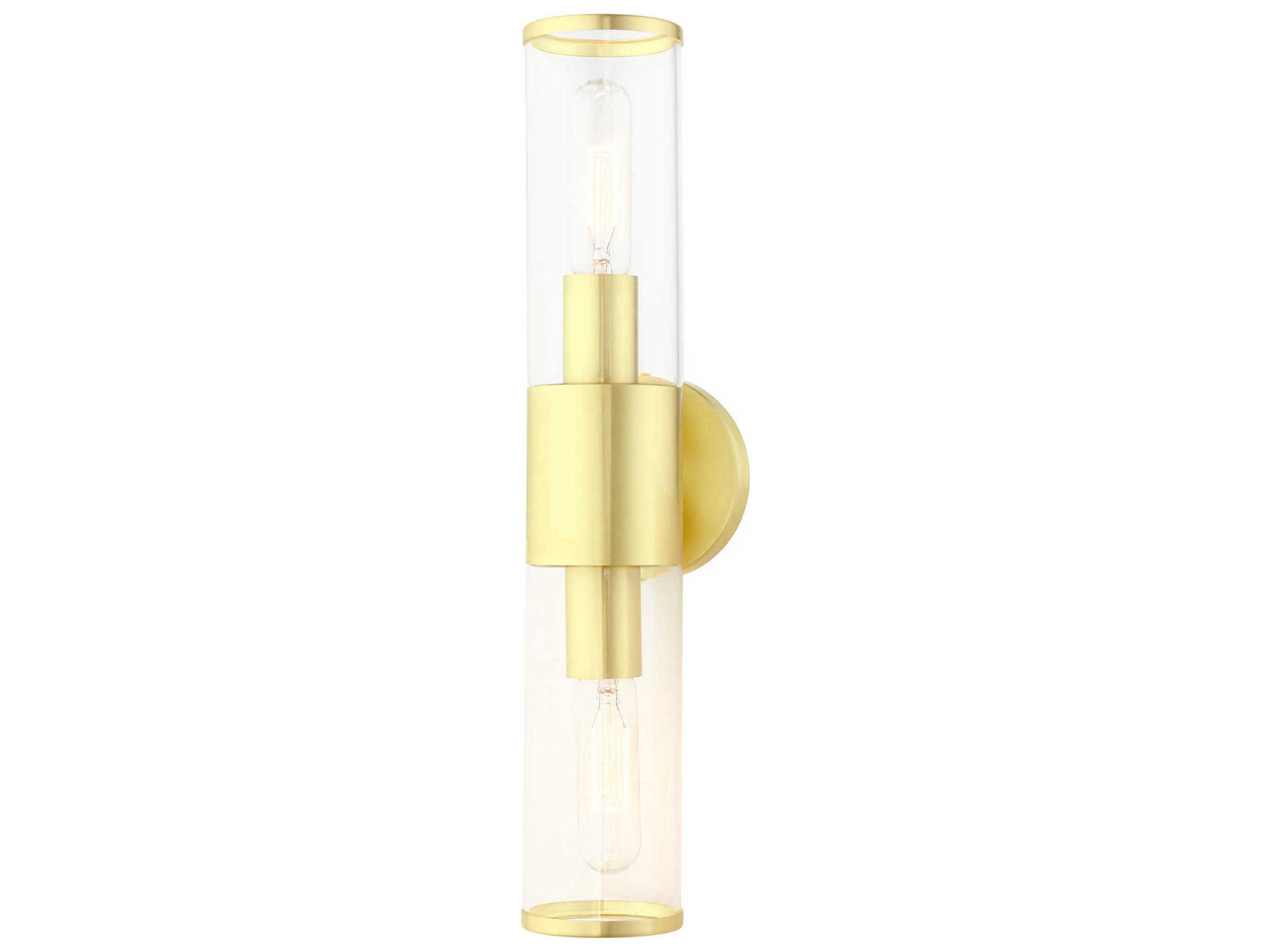Banca 2-Light Satin Brass Clear Glass Vanity Light