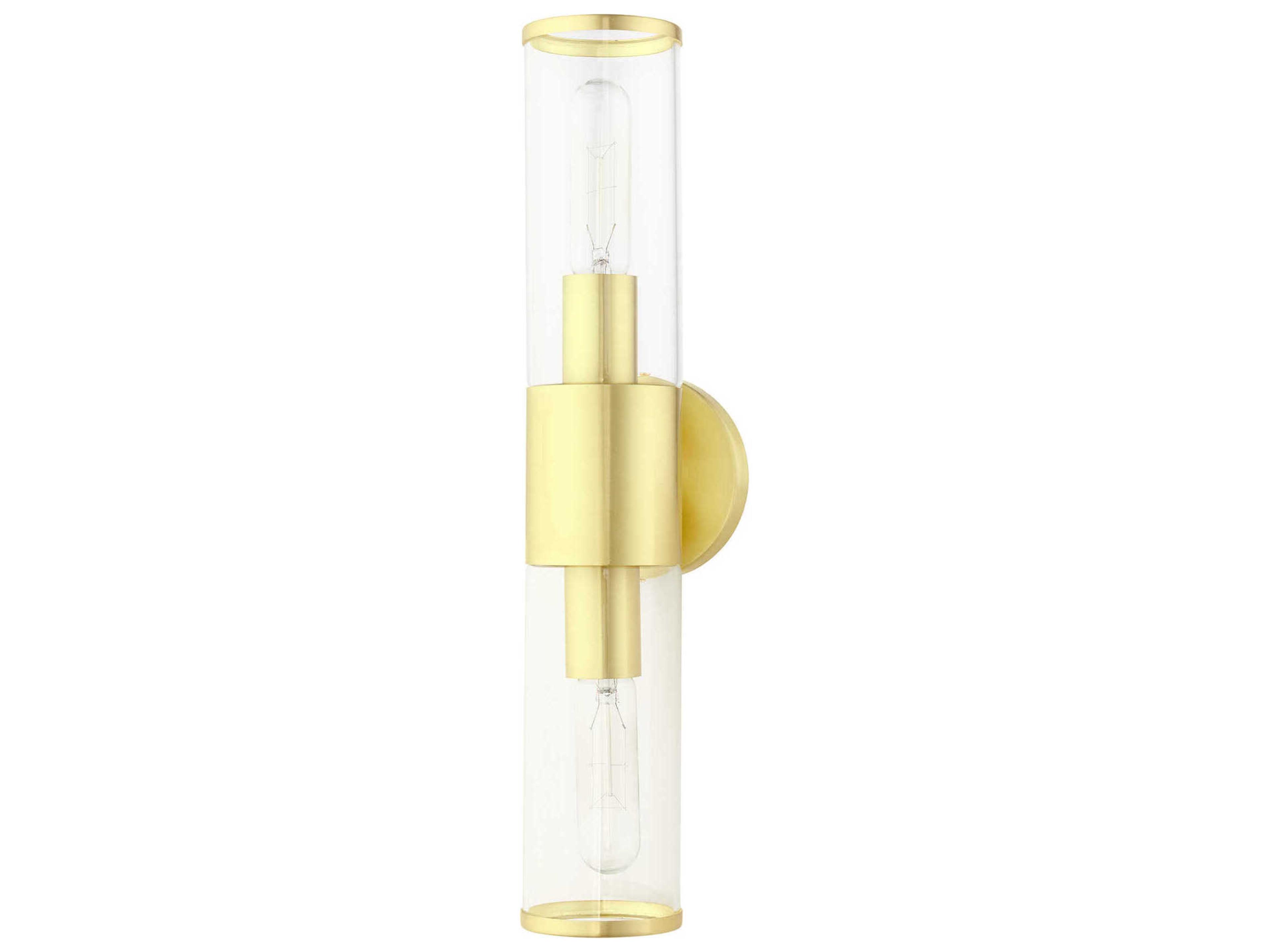 Livex Lighting Banca 2-Light Satin Brass Clear Glass Vanity Light