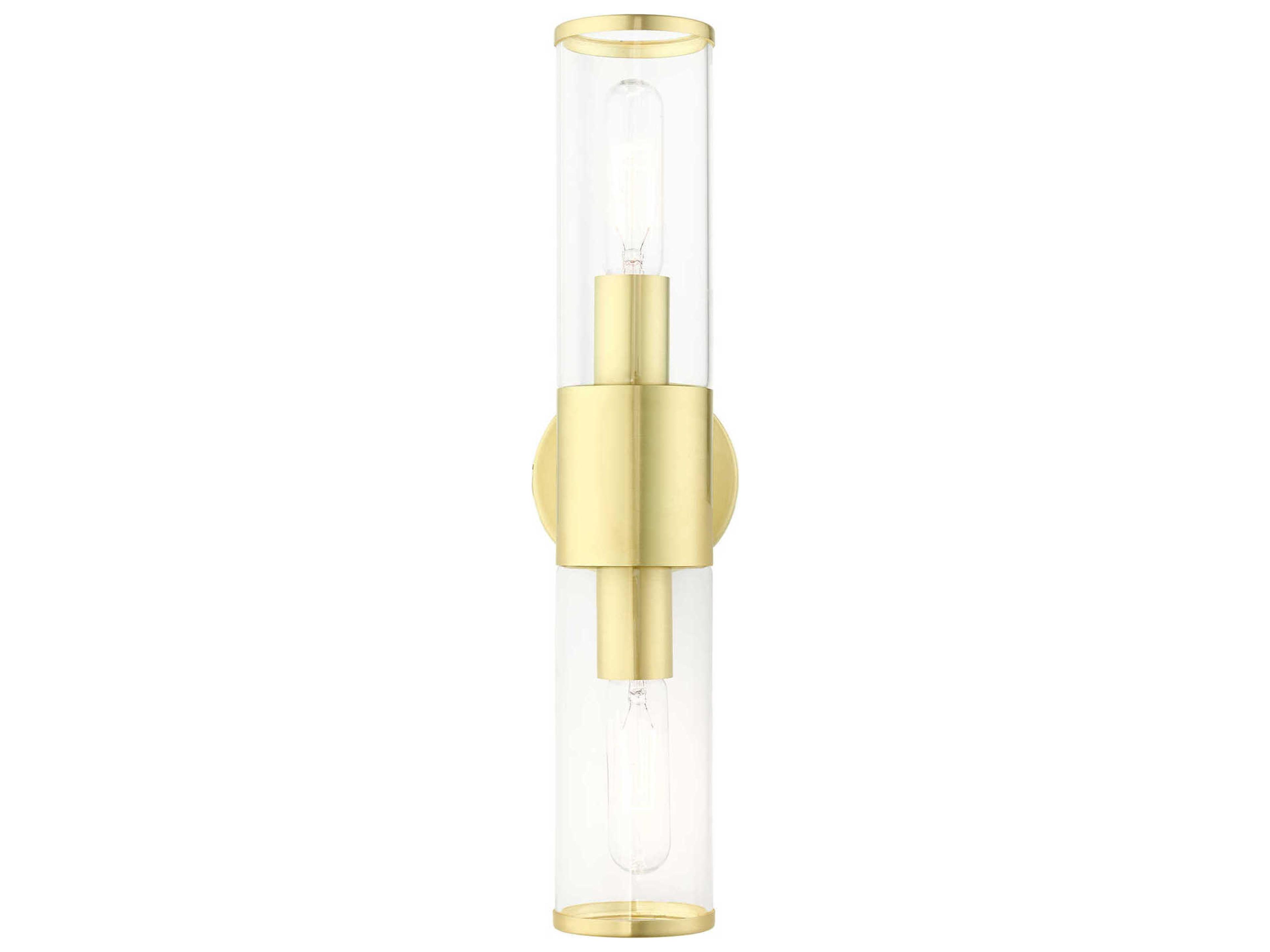 Livex Lighting Banca 2-Light Satin Brass Clear Glass Vanity Light