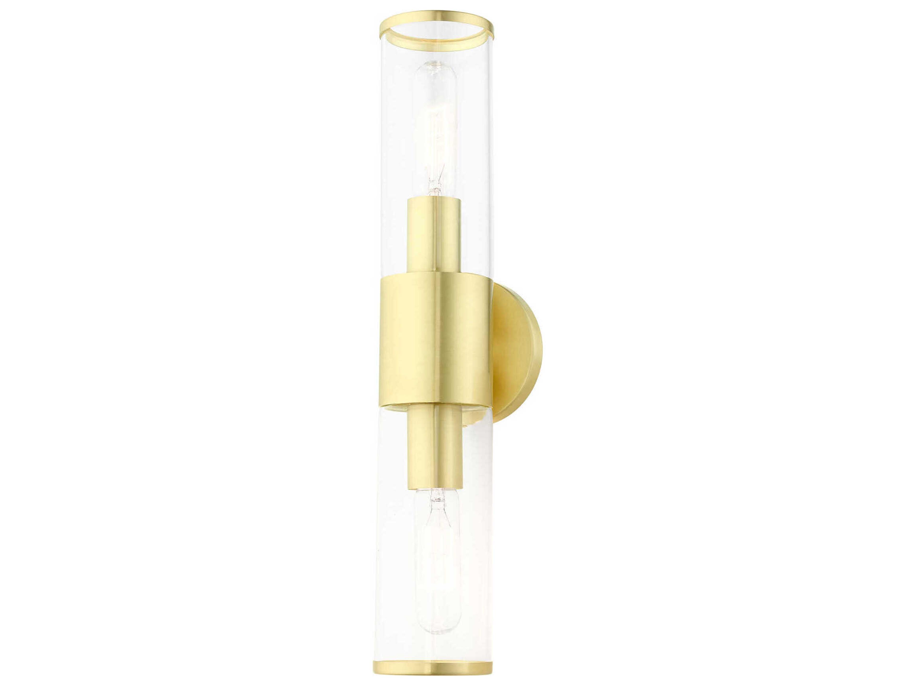 Livex Lighting Banca 2-Light Satin Brass Clear Glass Vanity Light
