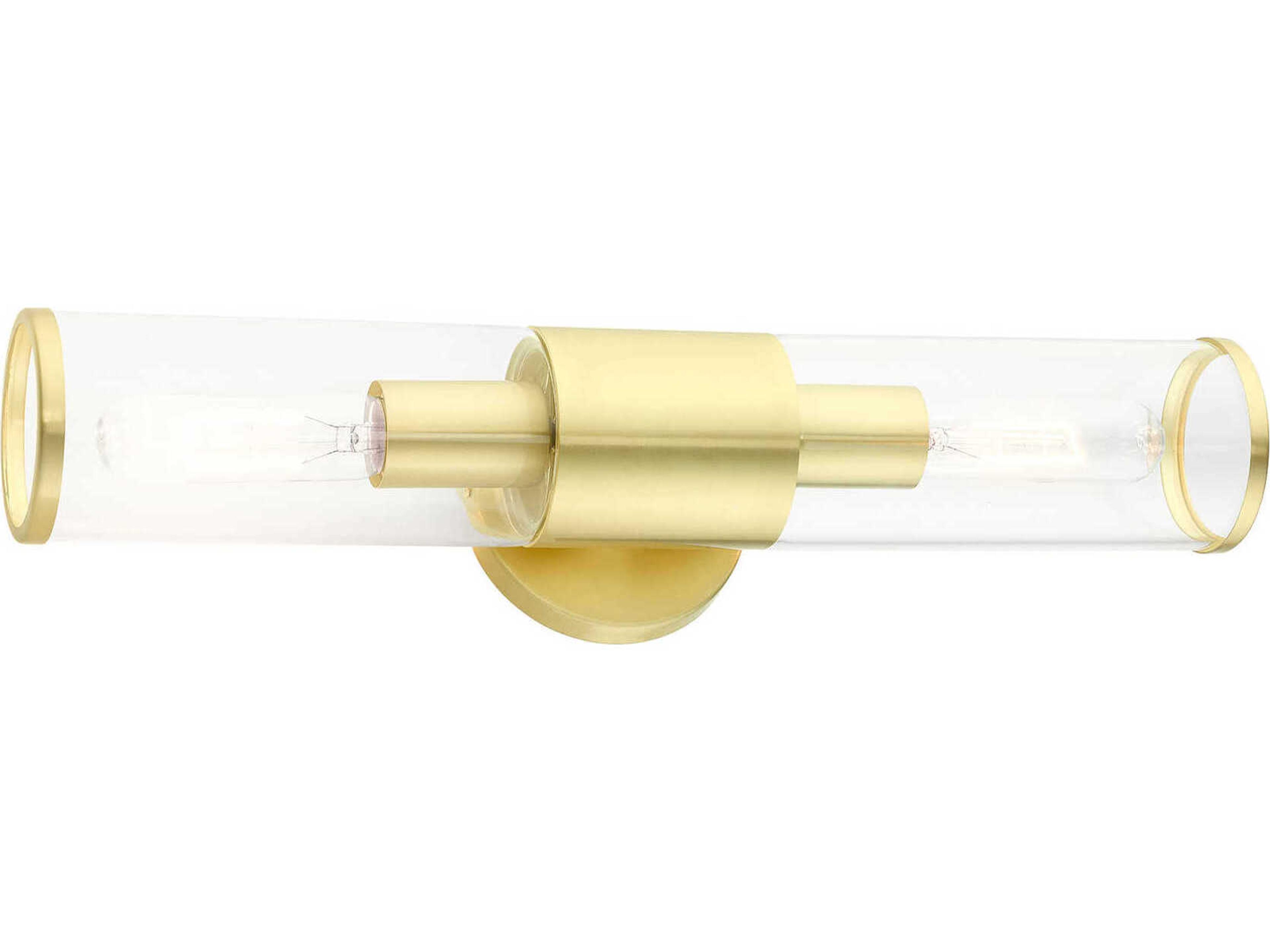 Livex Lighting Banca 2-Light Satin Brass Clear Glass Vanity Light