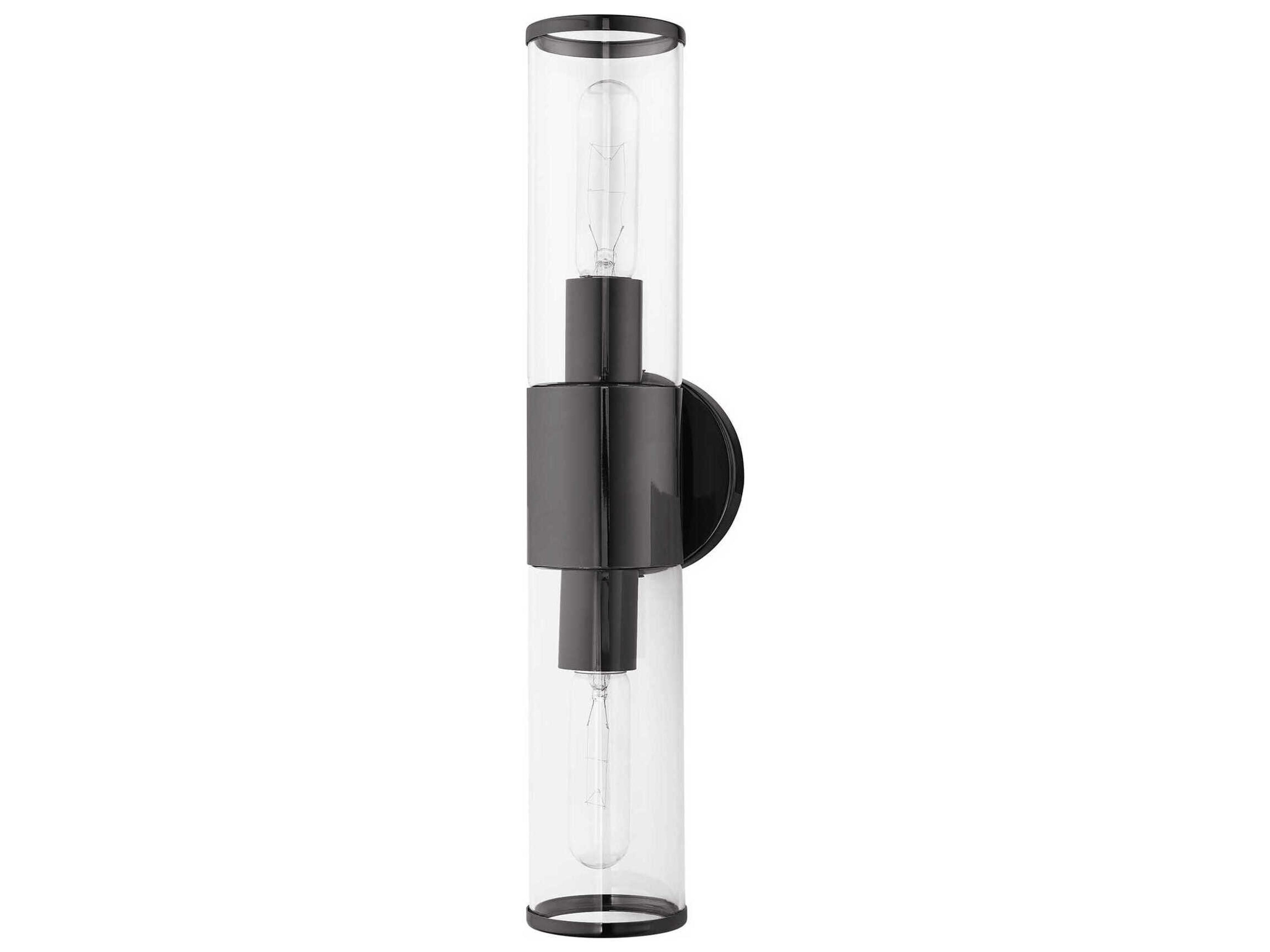 Livex Lighting Banca 2-Light Black Chrome Clear Glass Vanity Light