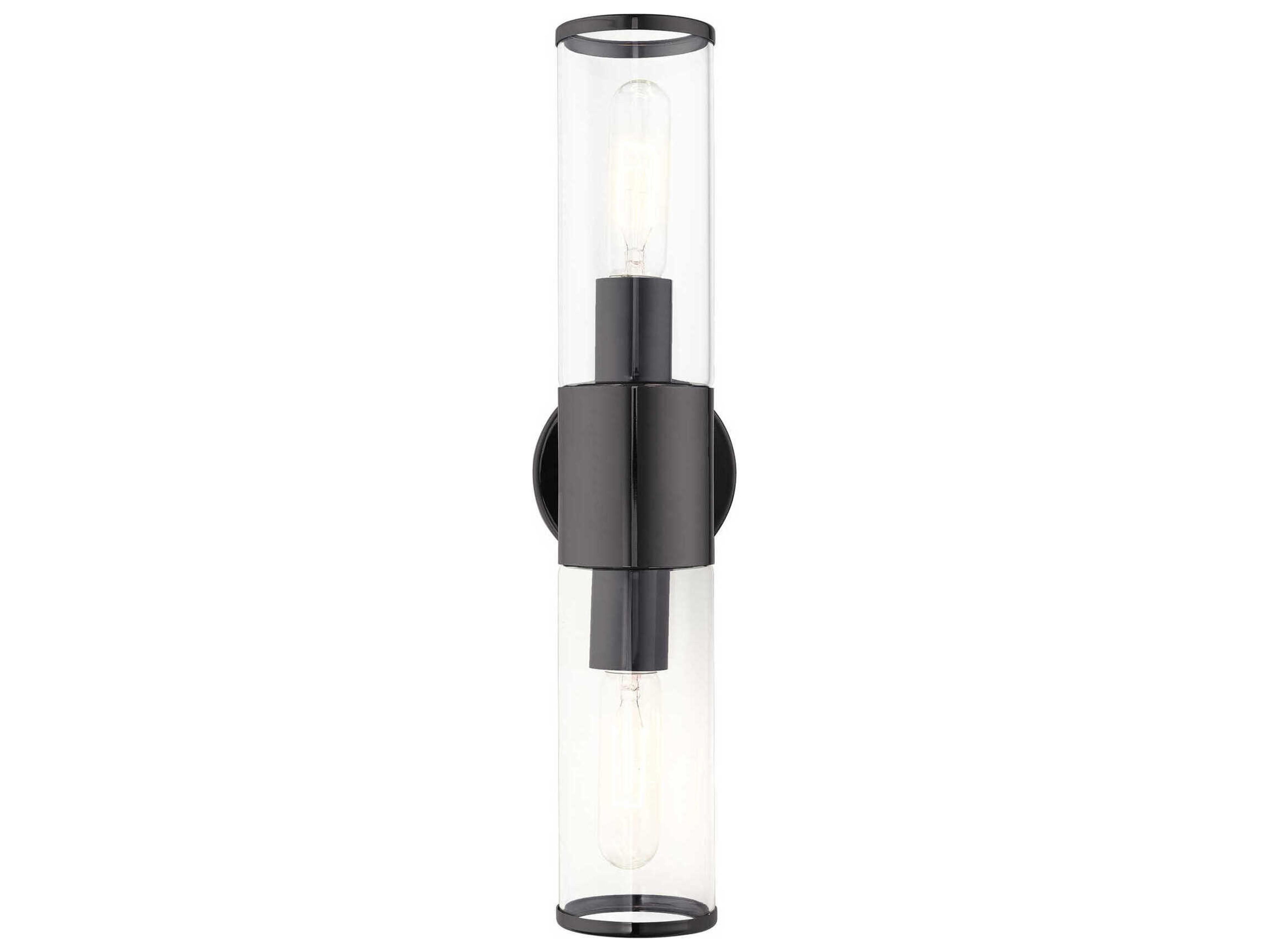 Livex Lighting Banca 2-Light Black Chrome Clear Glass Vanity Light