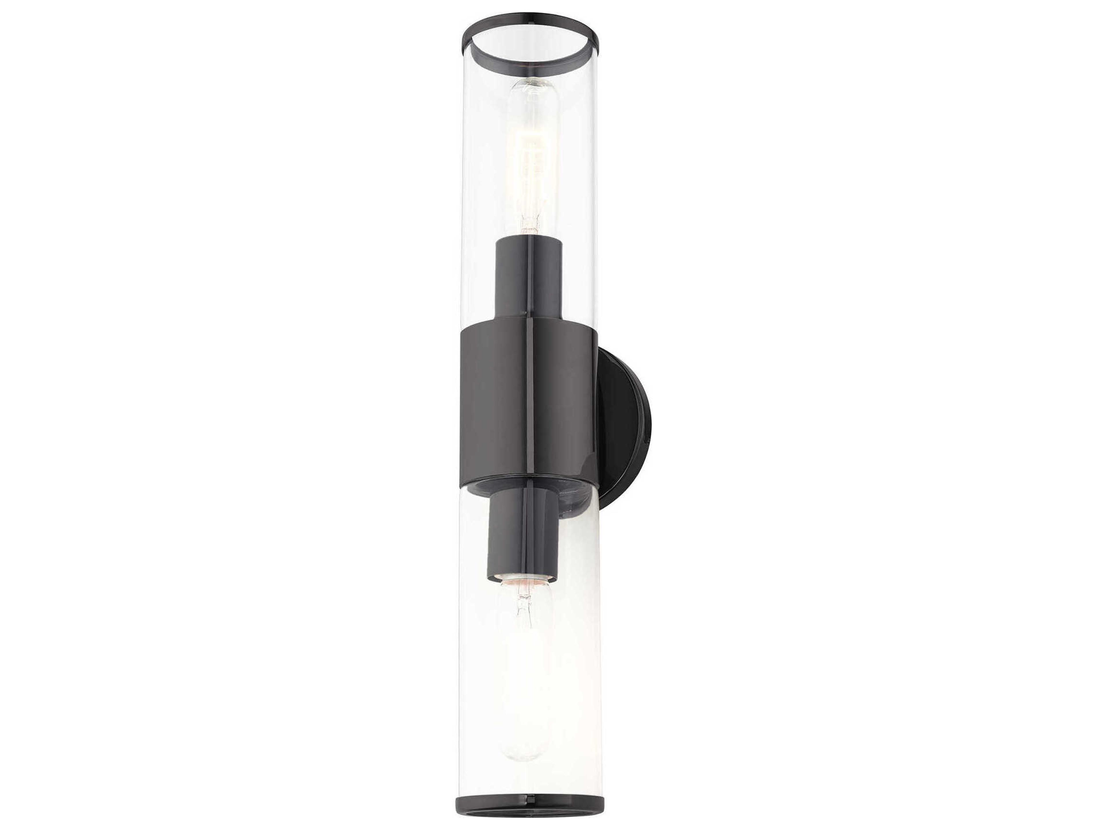 Livex Lighting Banca 2-Light Black Chrome Clear Glass Vanity Light