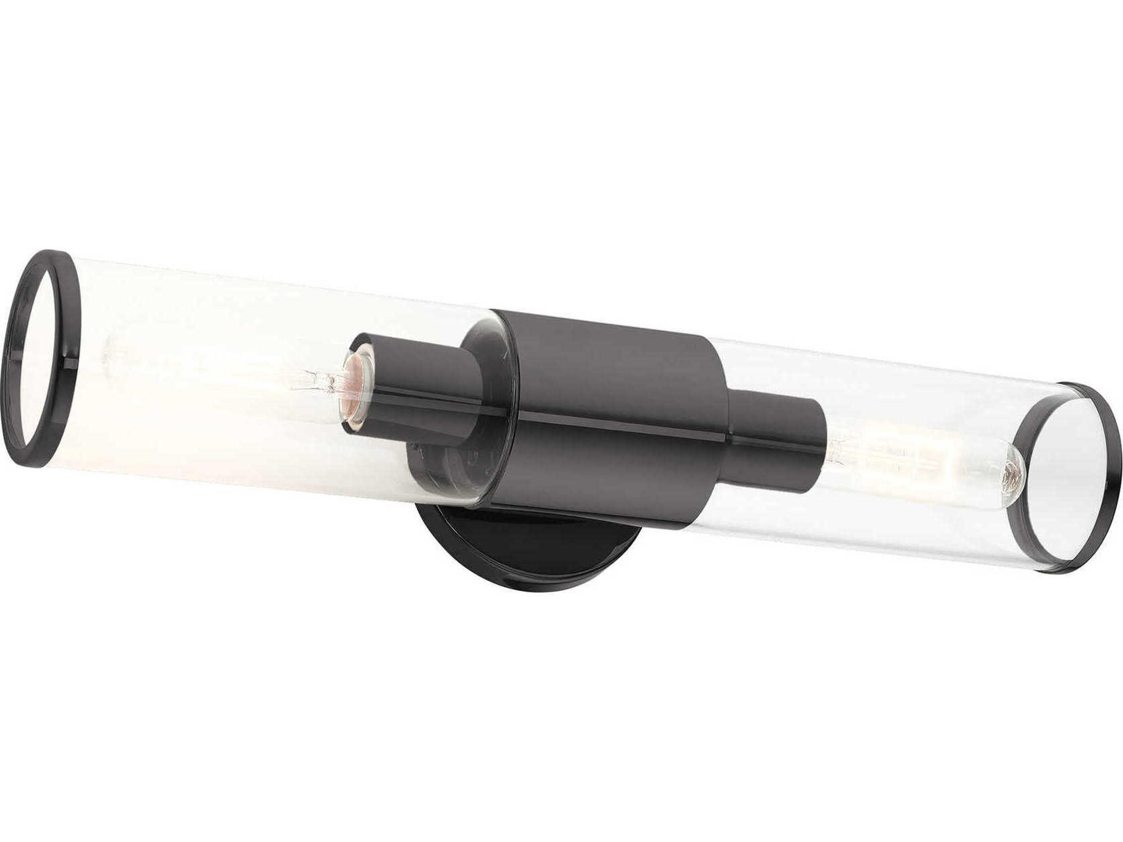 Livex Lighting Banca 2-Light Black Chrome Clear Glass Vanity Light