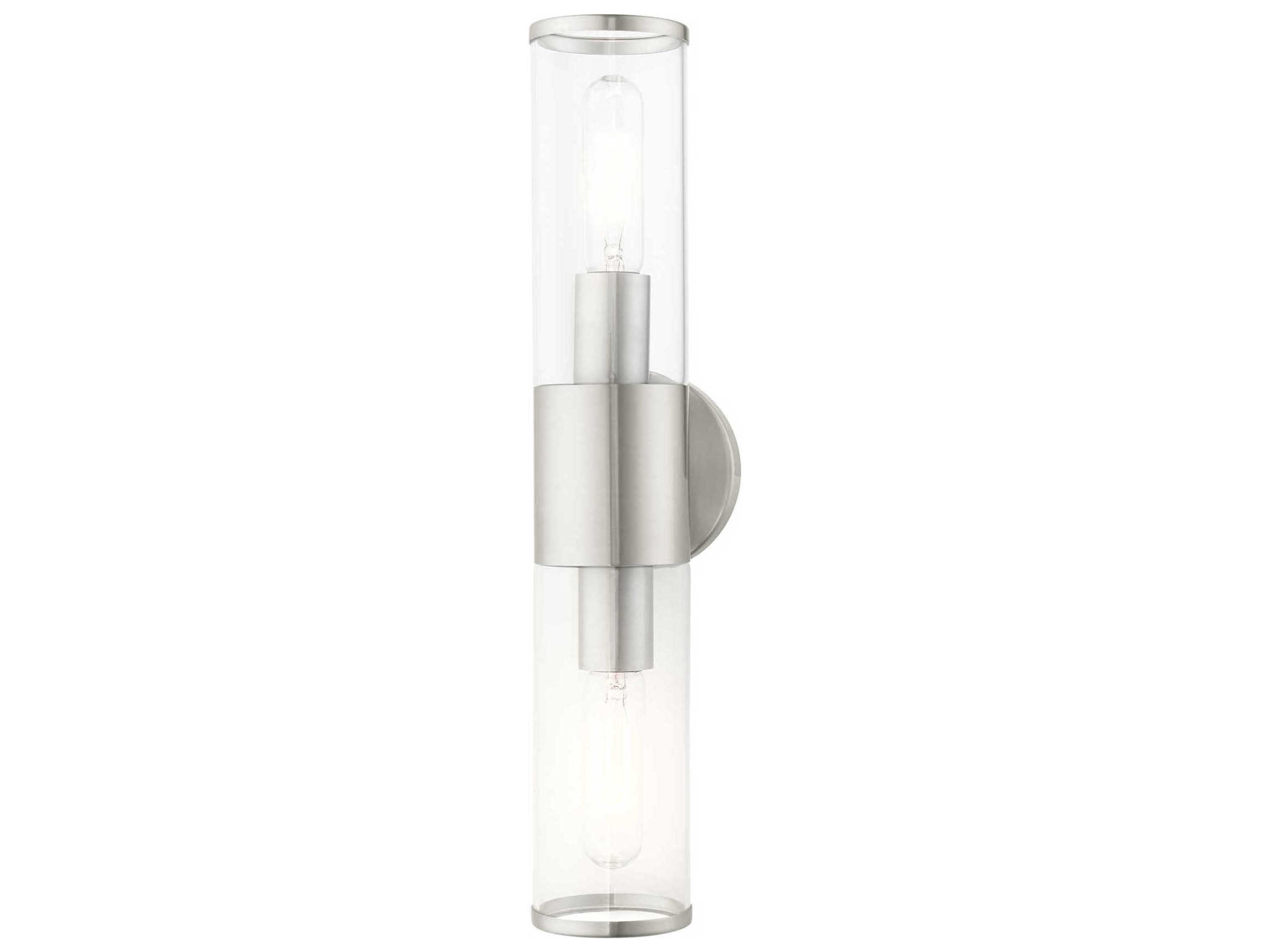 Banca 2-Light Brushed Nickel Clear Glass Vanity Light