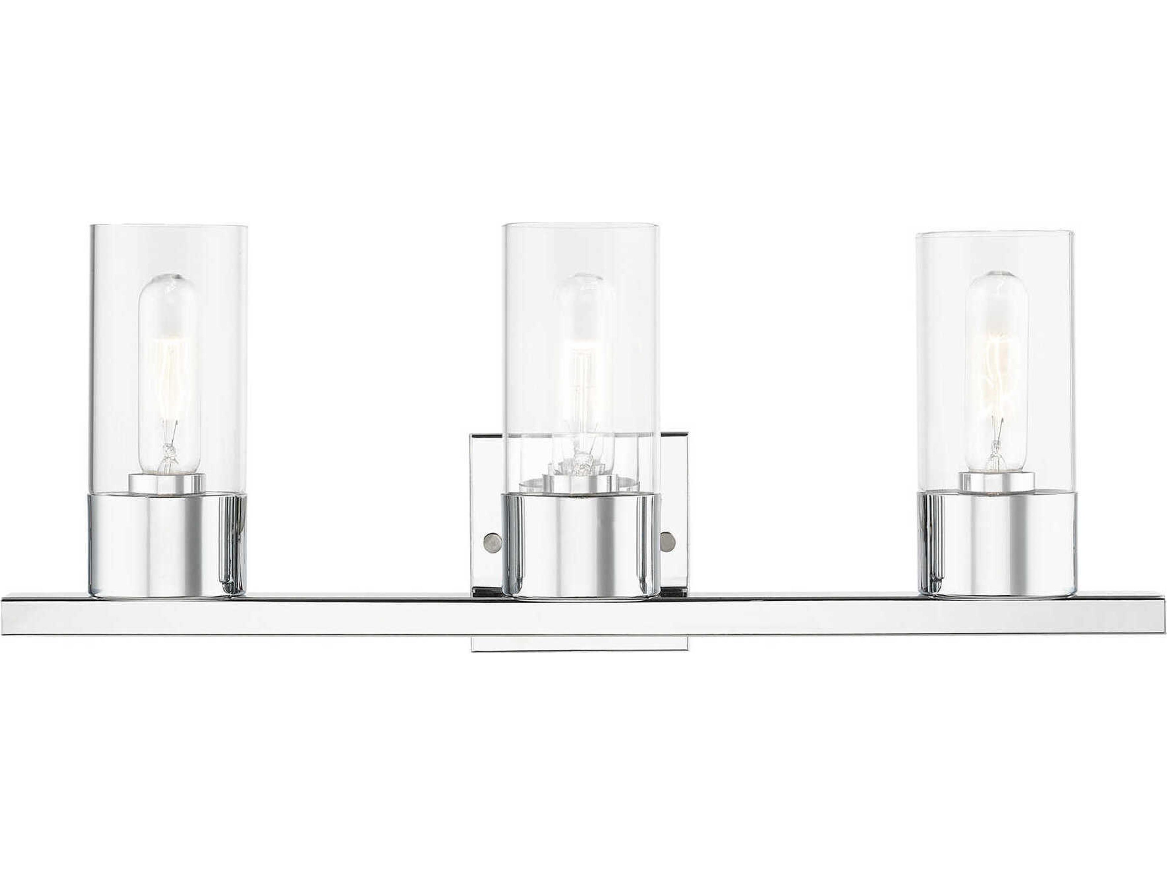 Carson 3-Light Polished Chrome Glass Vanity Light