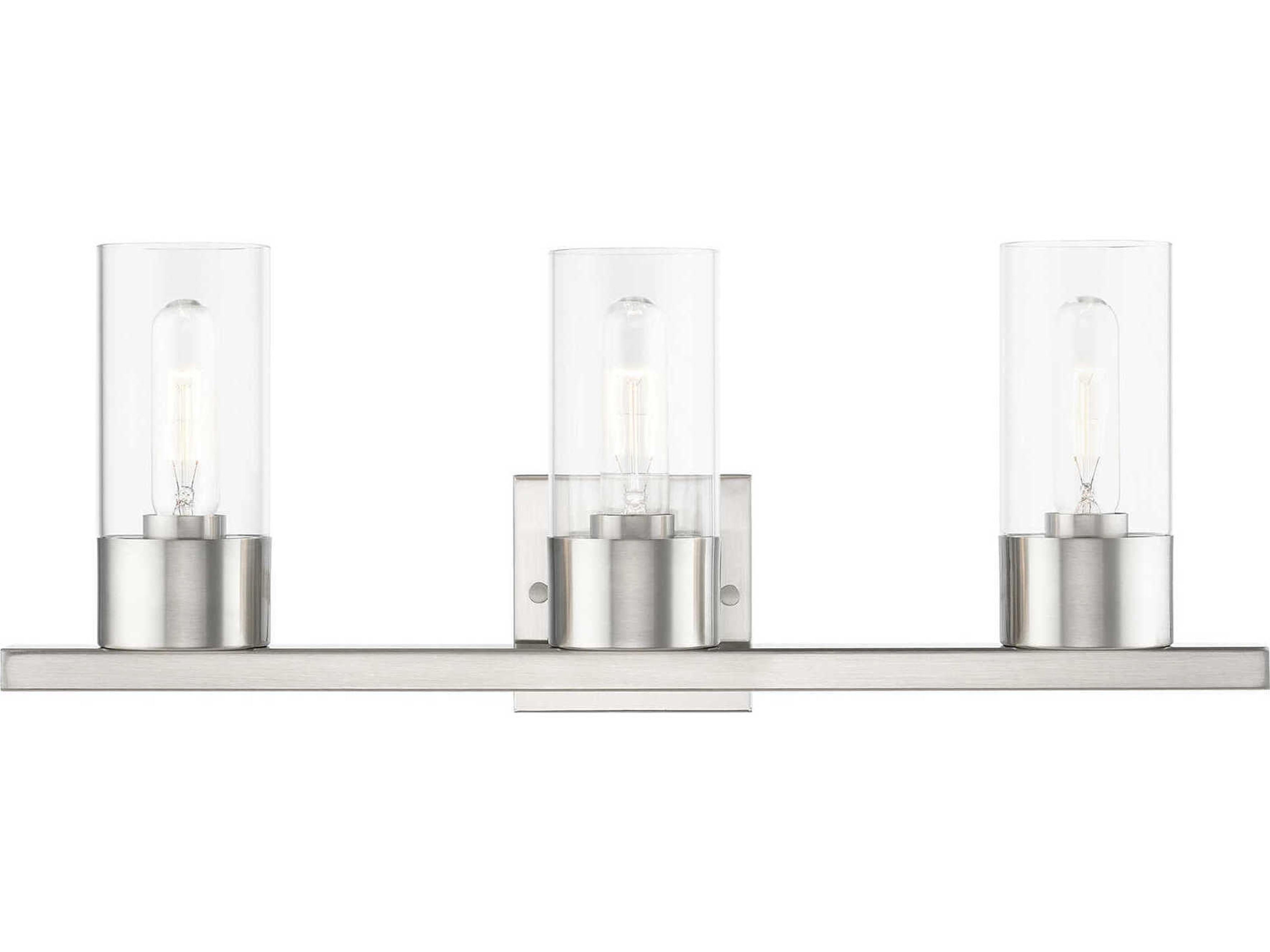Carson 3-Light Brushed Nickel Glass Vanity Light