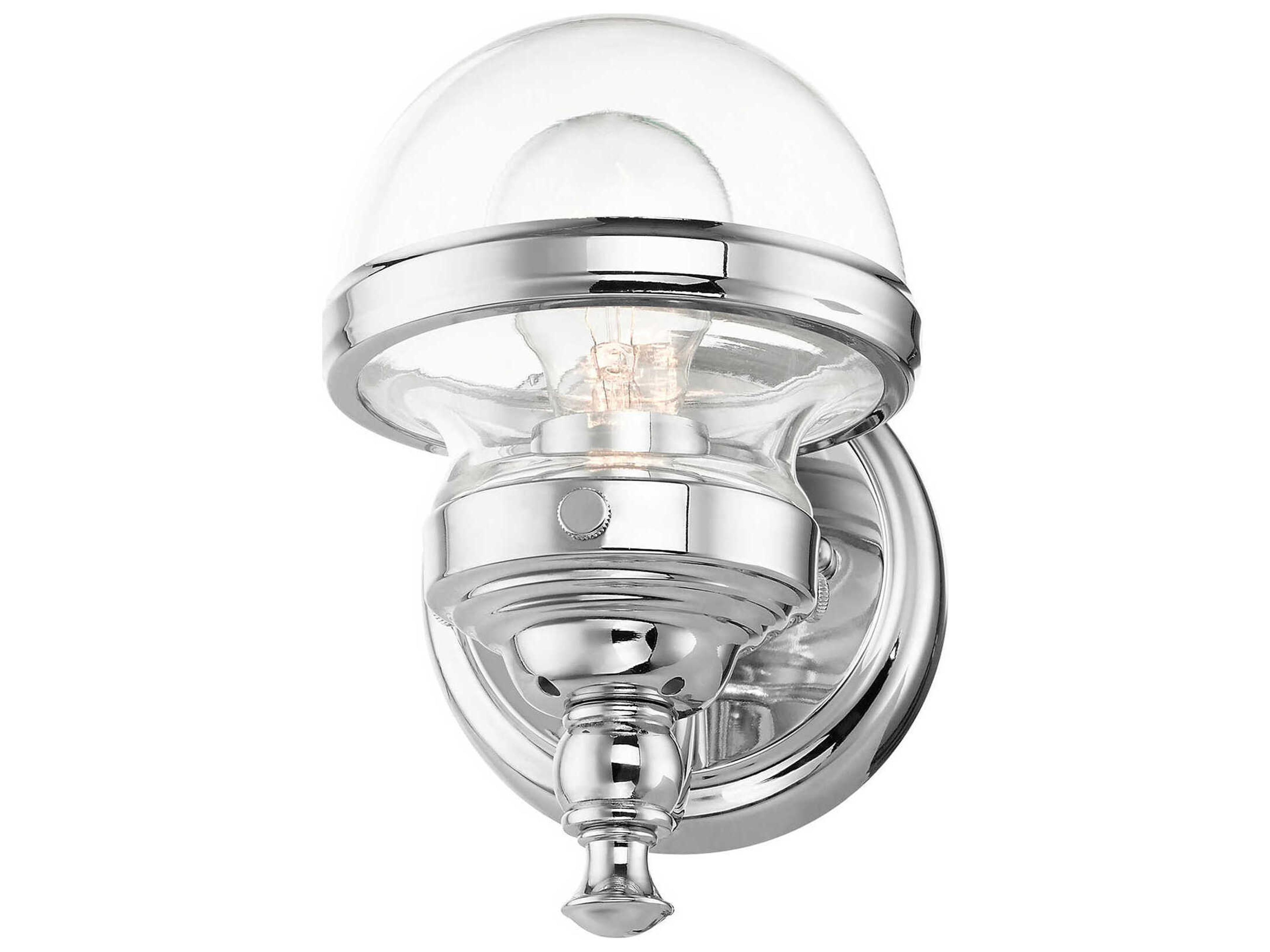 Livex Lighting Oldwick 1-Light Polished Chrome Glass Wall Sconce