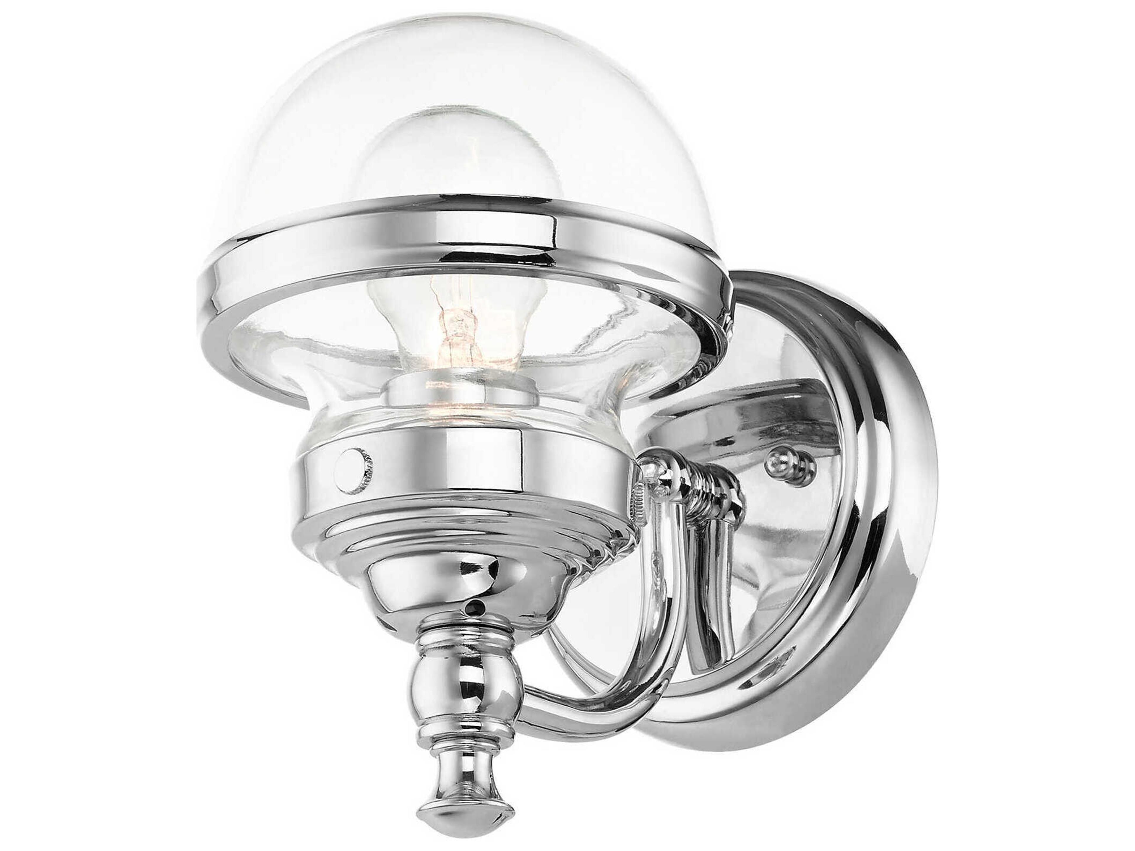 Livex Lighting Oldwick 1-Light Polished Chrome Glass Wall Sconce