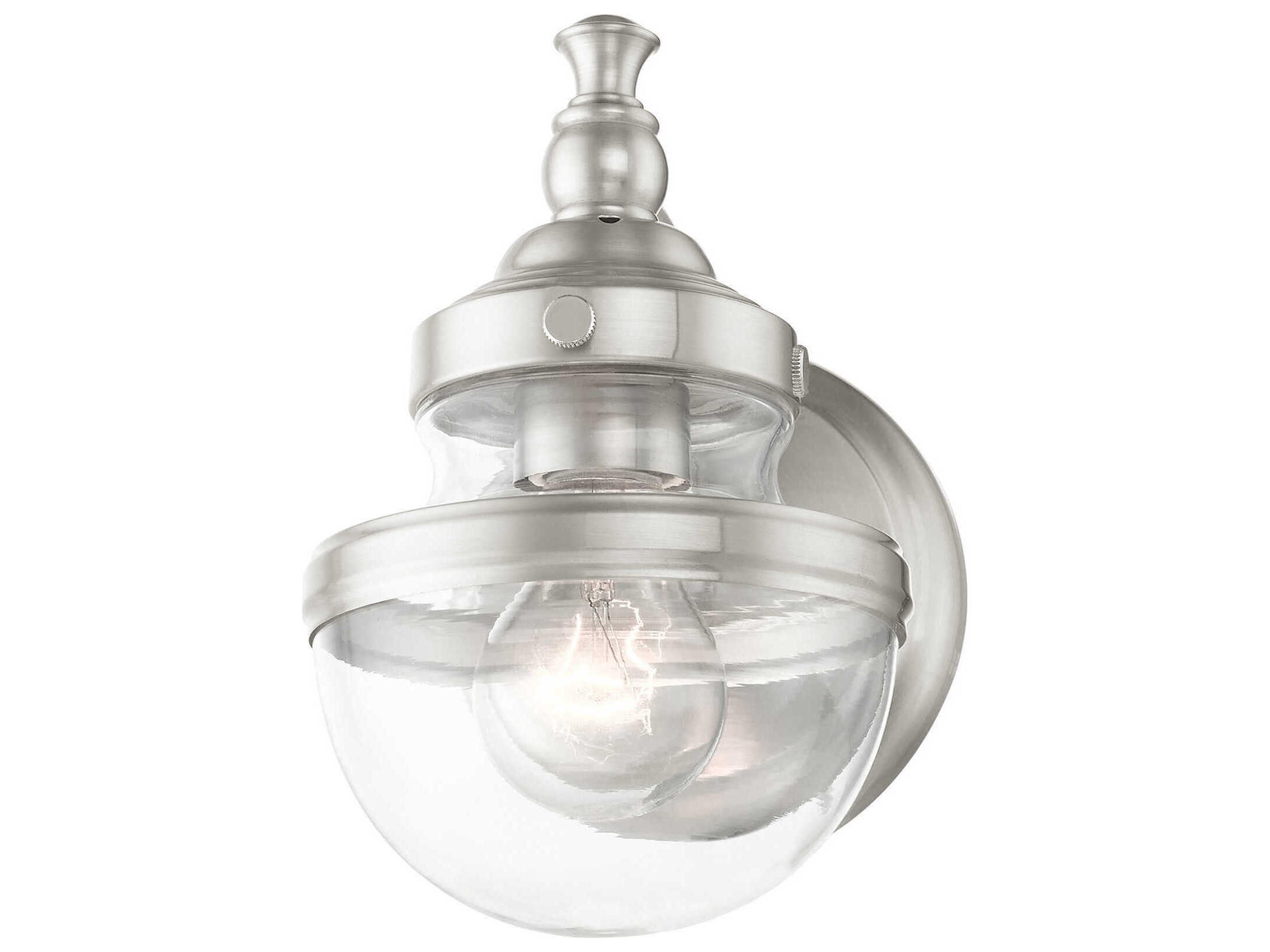 Livex Lighting Oldwick 1-Light Brushed Nickel Glass Wall Sconce
