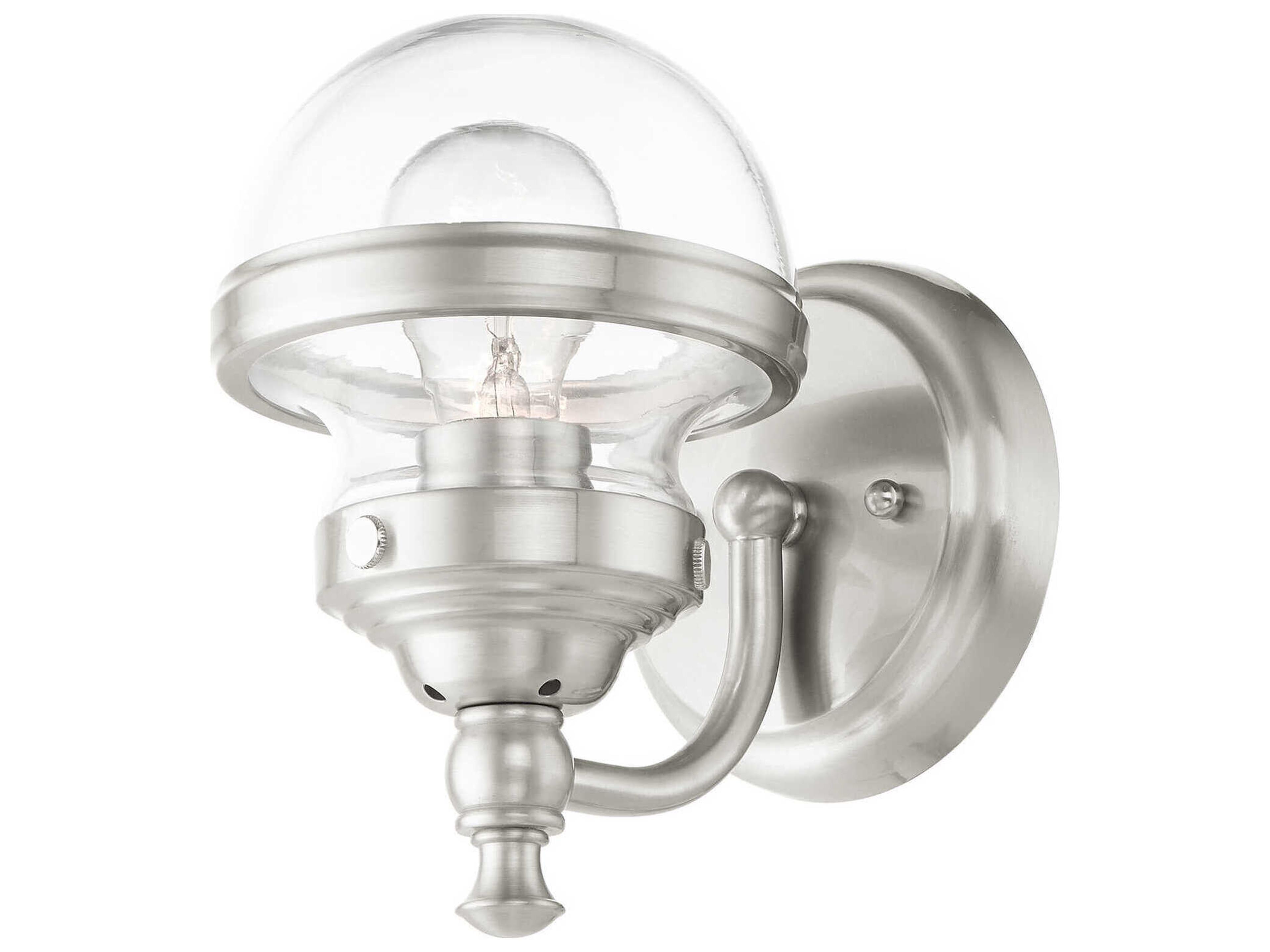 Livex Lighting Oldwick 1-Light Brushed Nickel Glass Wall Sconce