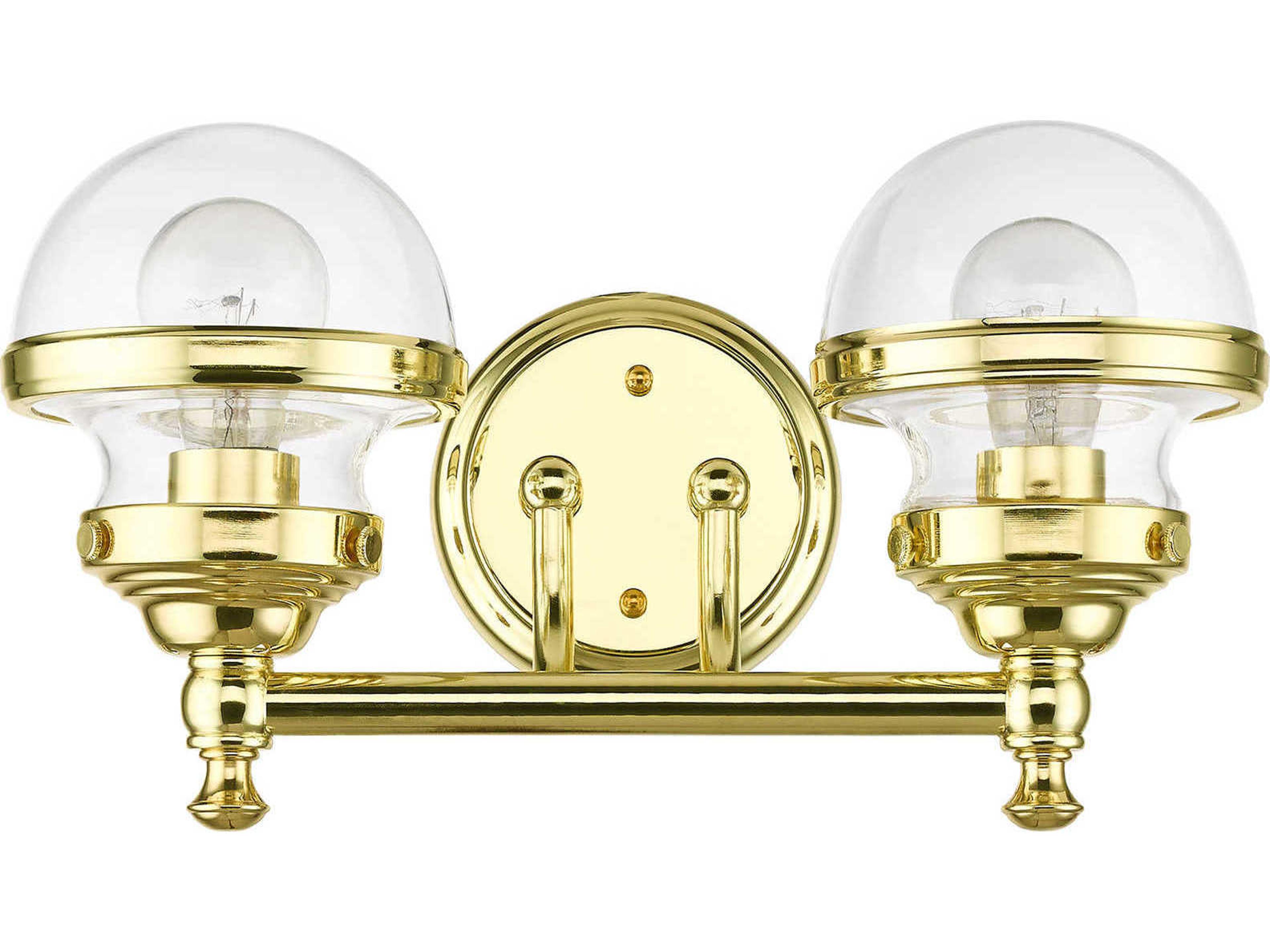 Livex Lighting Oldwick 2-Light Polished Brass Glass Vanity Light