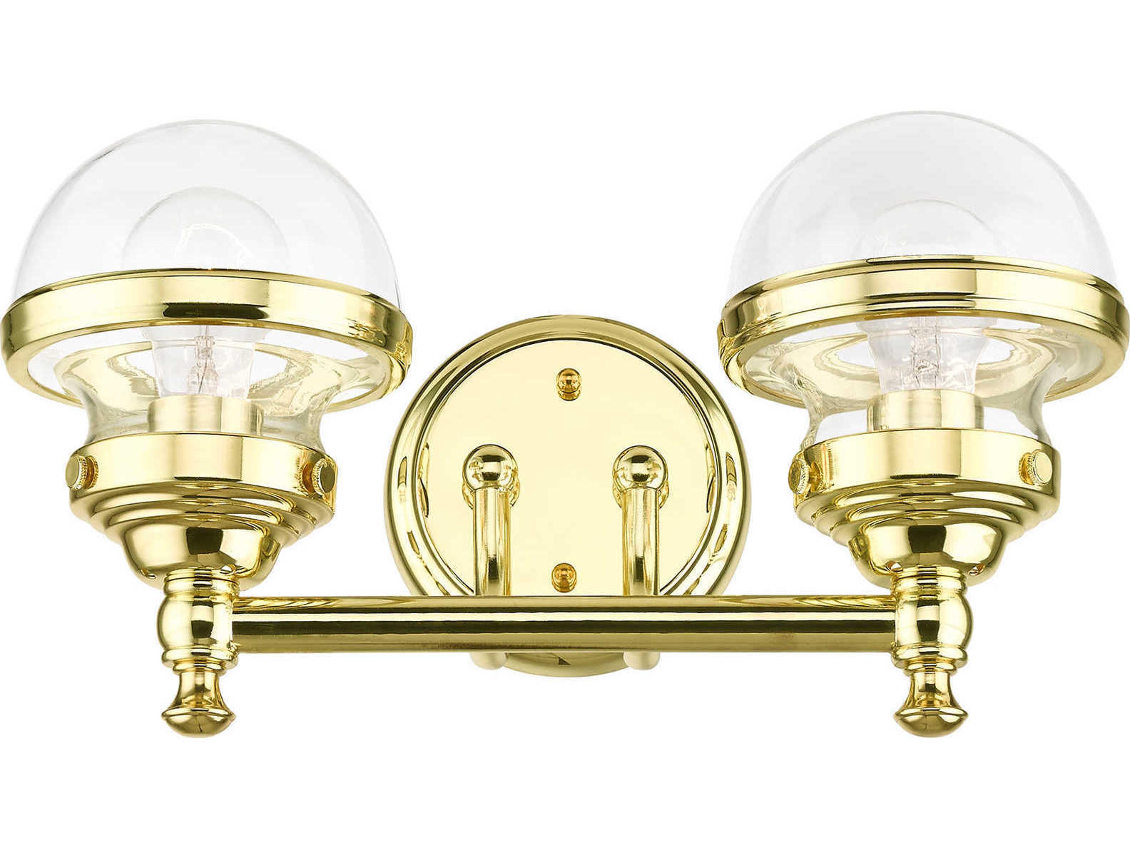 Livex Lighting Oldwick 2-Light Polished Brass Glass Vanity Light