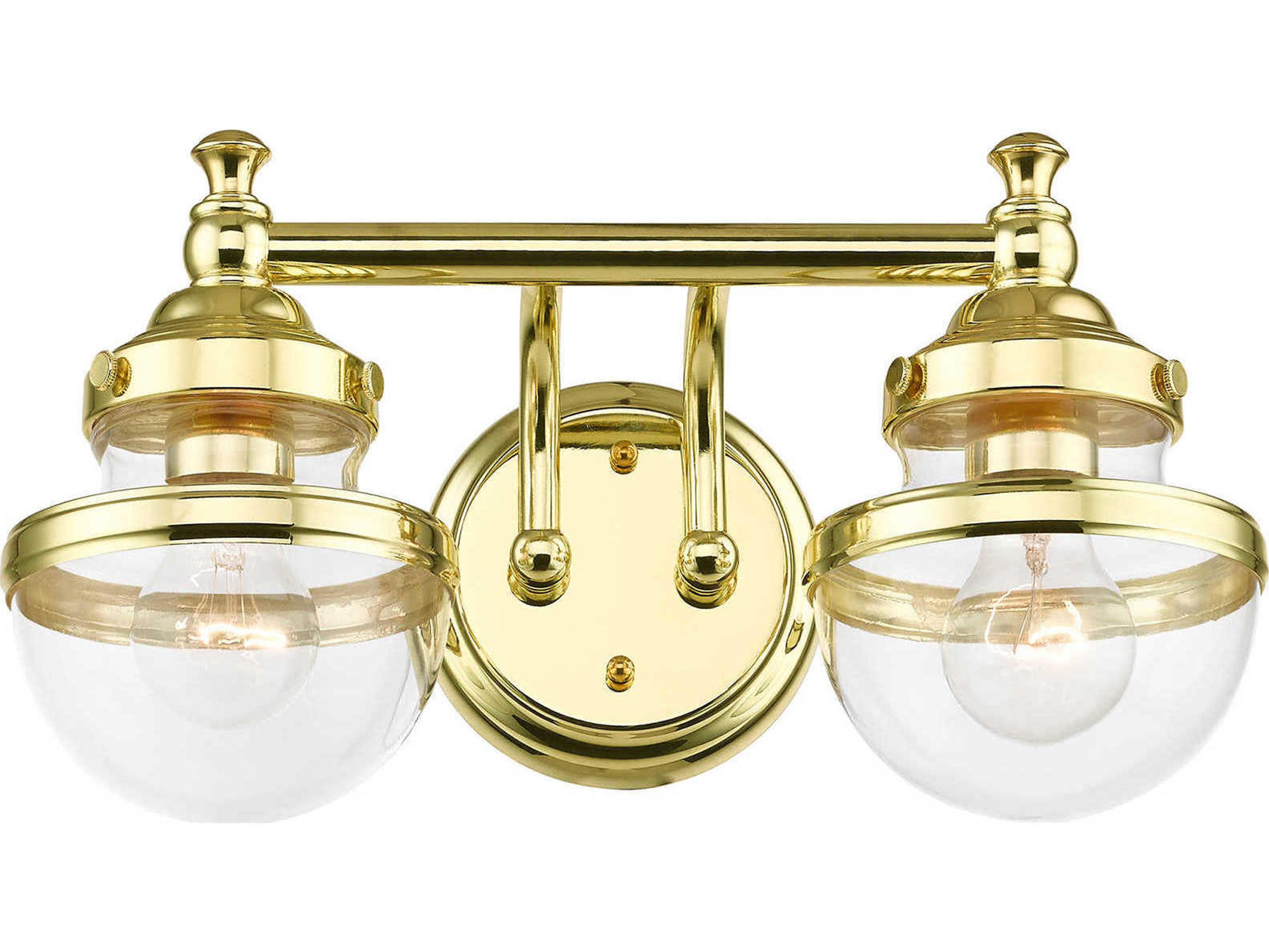 Livex Lighting Oldwick 2-Light Polished Brass Glass Vanity Light