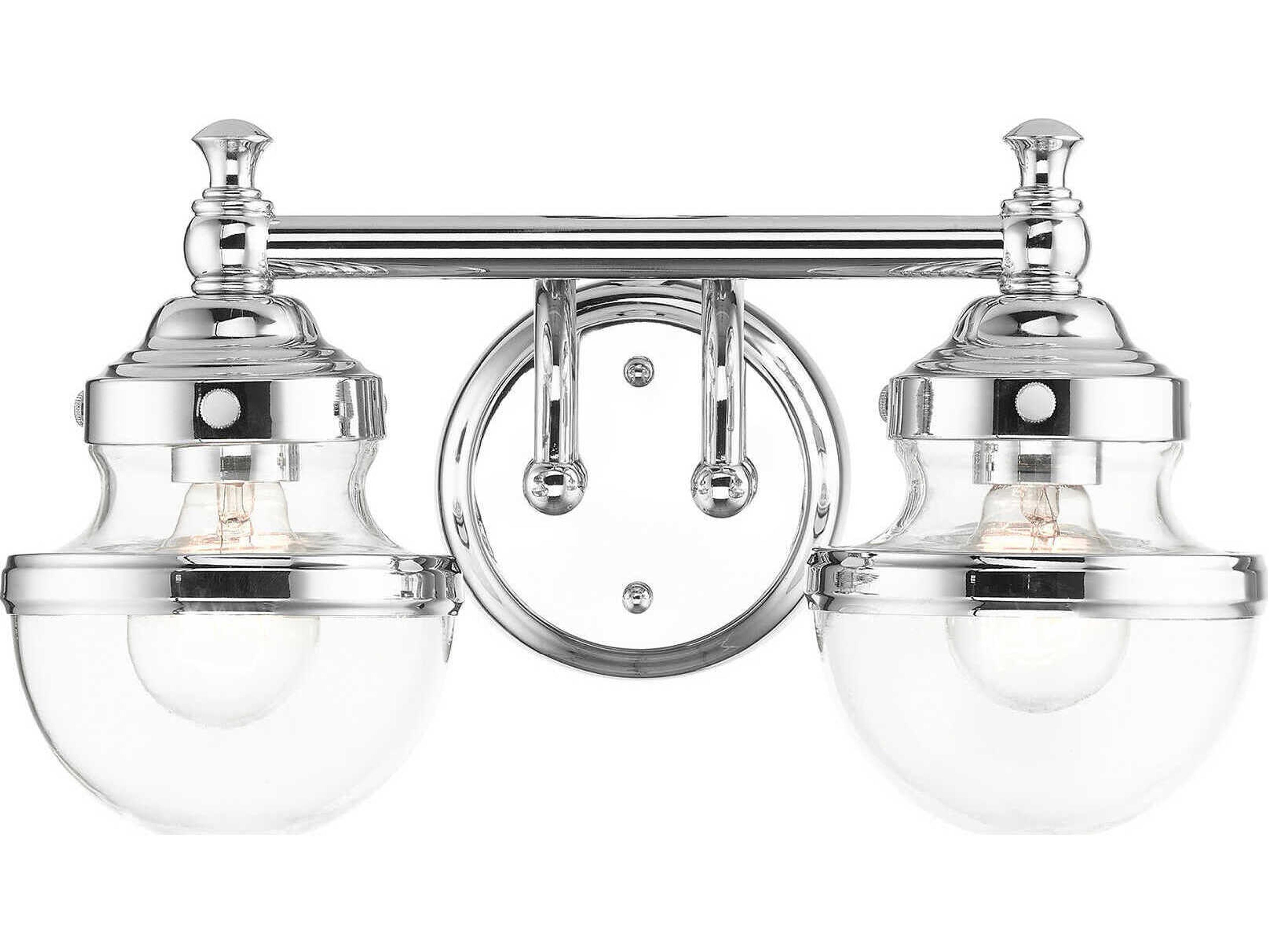 Oldwick 2-Light Polished Chrome Glass Vanity Light
