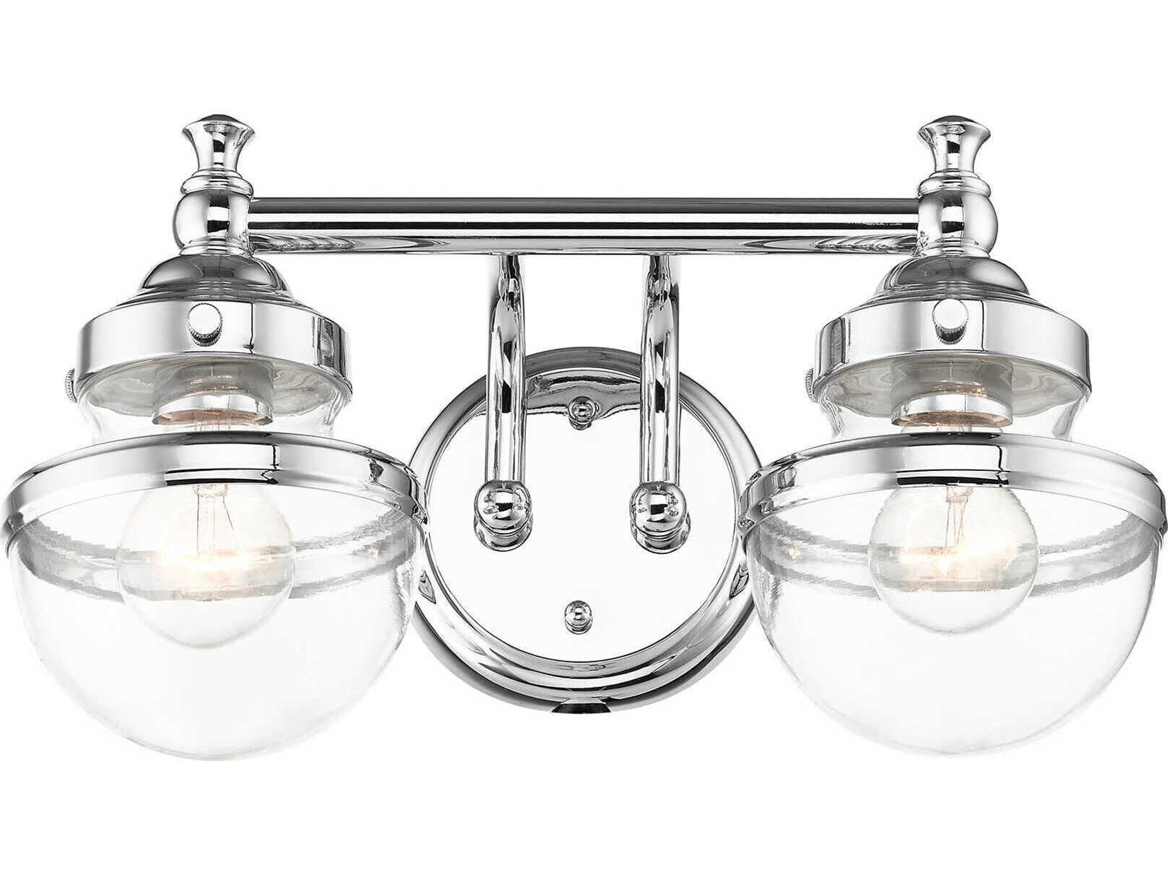 Livex Lighting Oldwick 2-Light Polished Chrome Glass Vanity Light