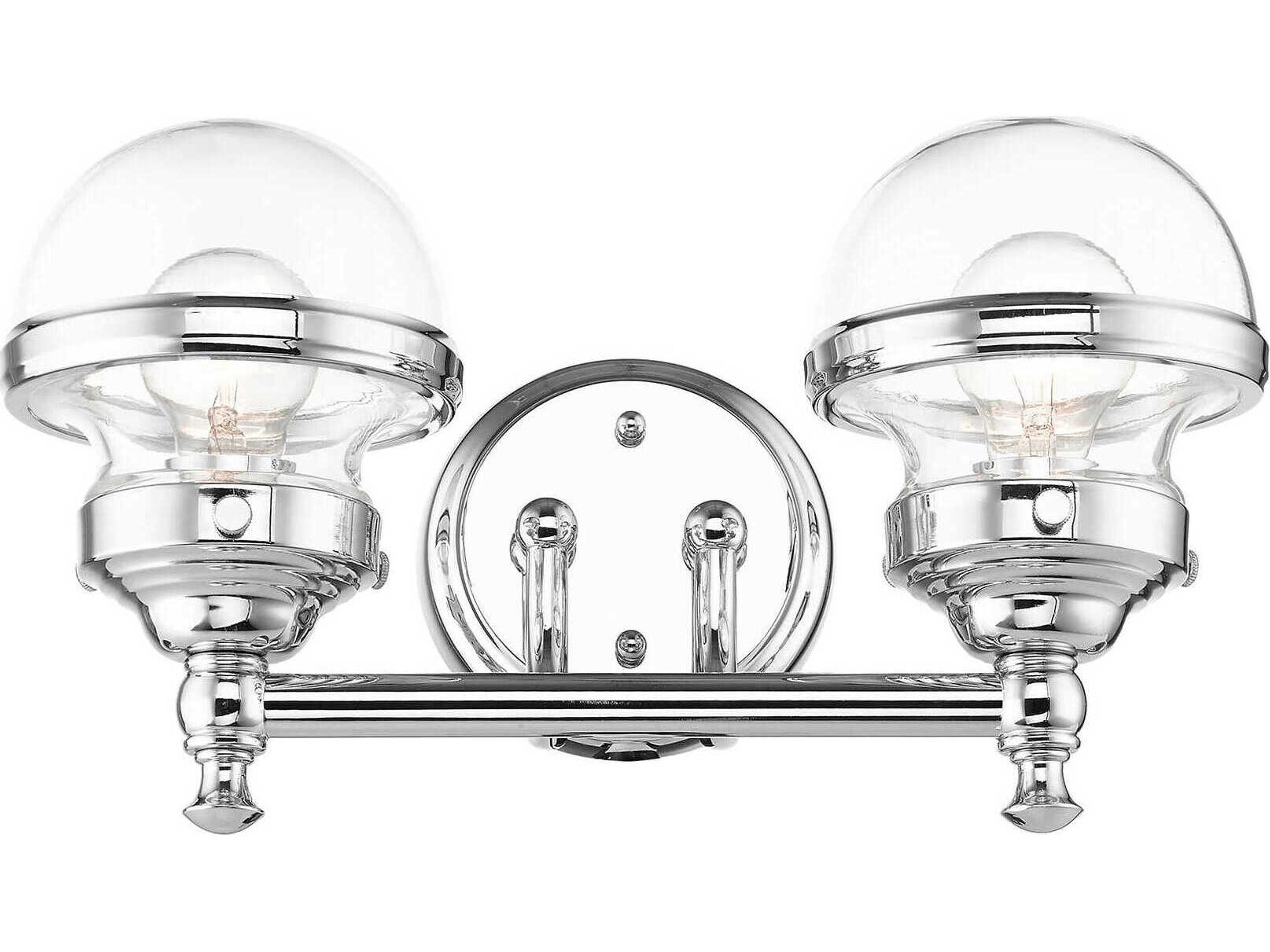 Livex Lighting Oldwick 2-Light Polished Chrome Glass Vanity Light