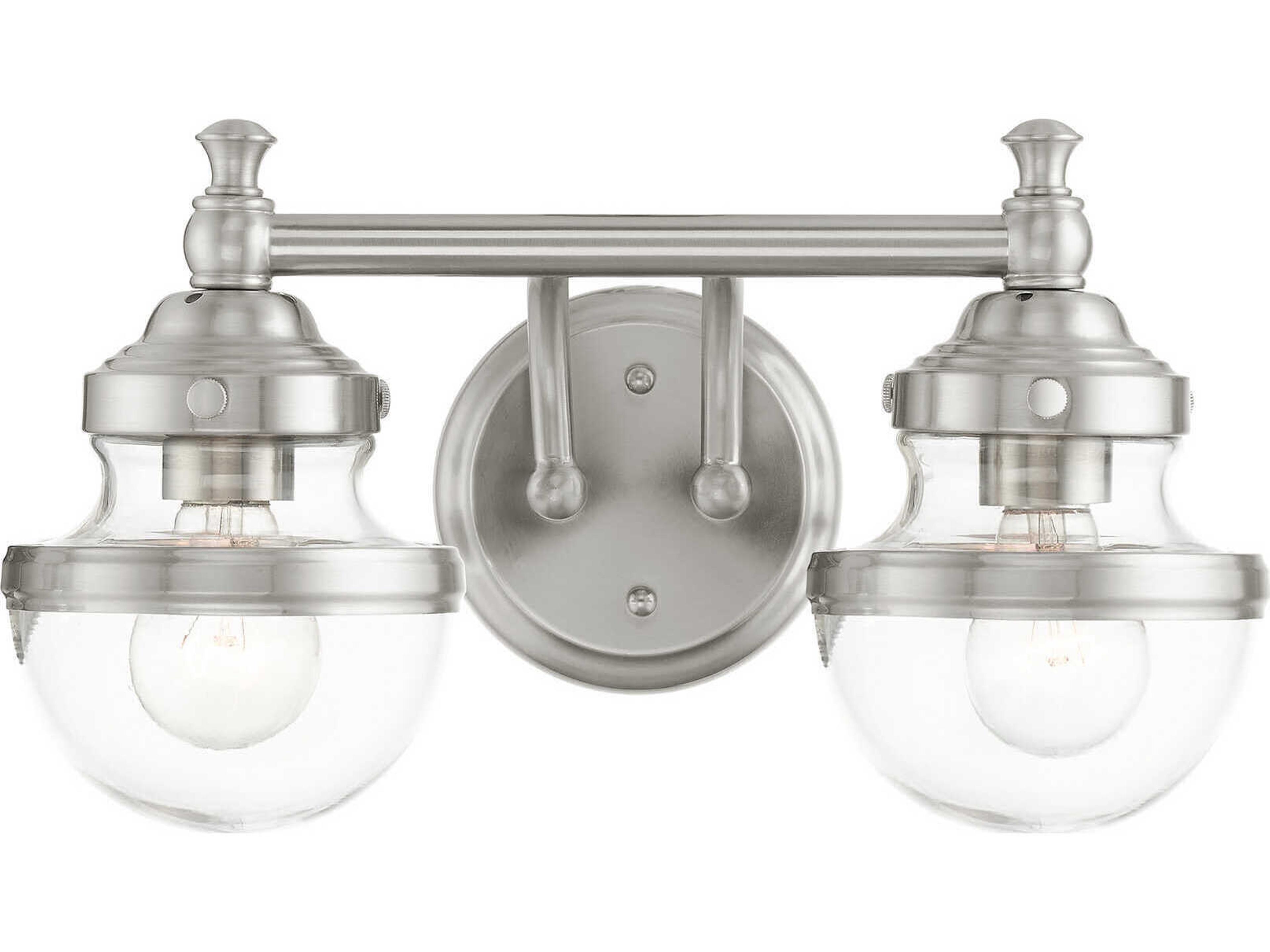 Oldwick 2-Light Brushed Nickel Glass Vanity Light