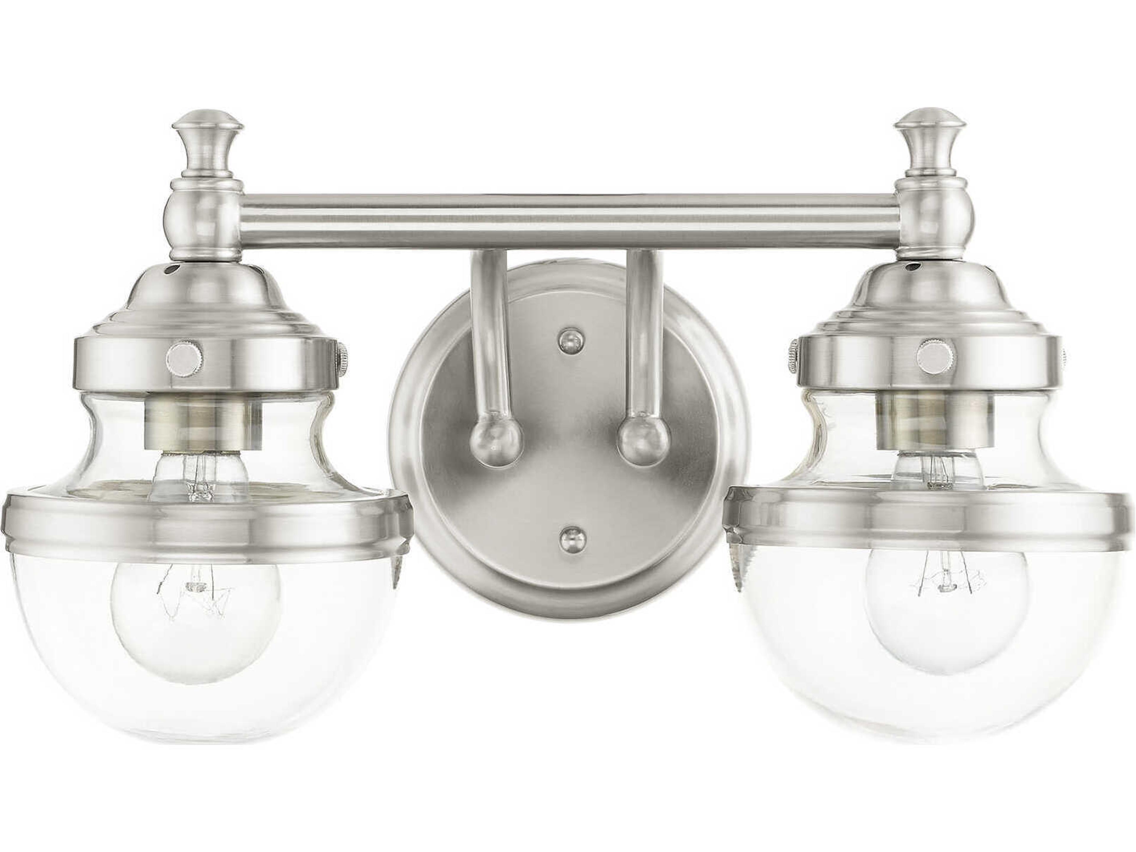 Livex Lighting Oldwick 2-Light Brushed Nickel Glass Vanity Light