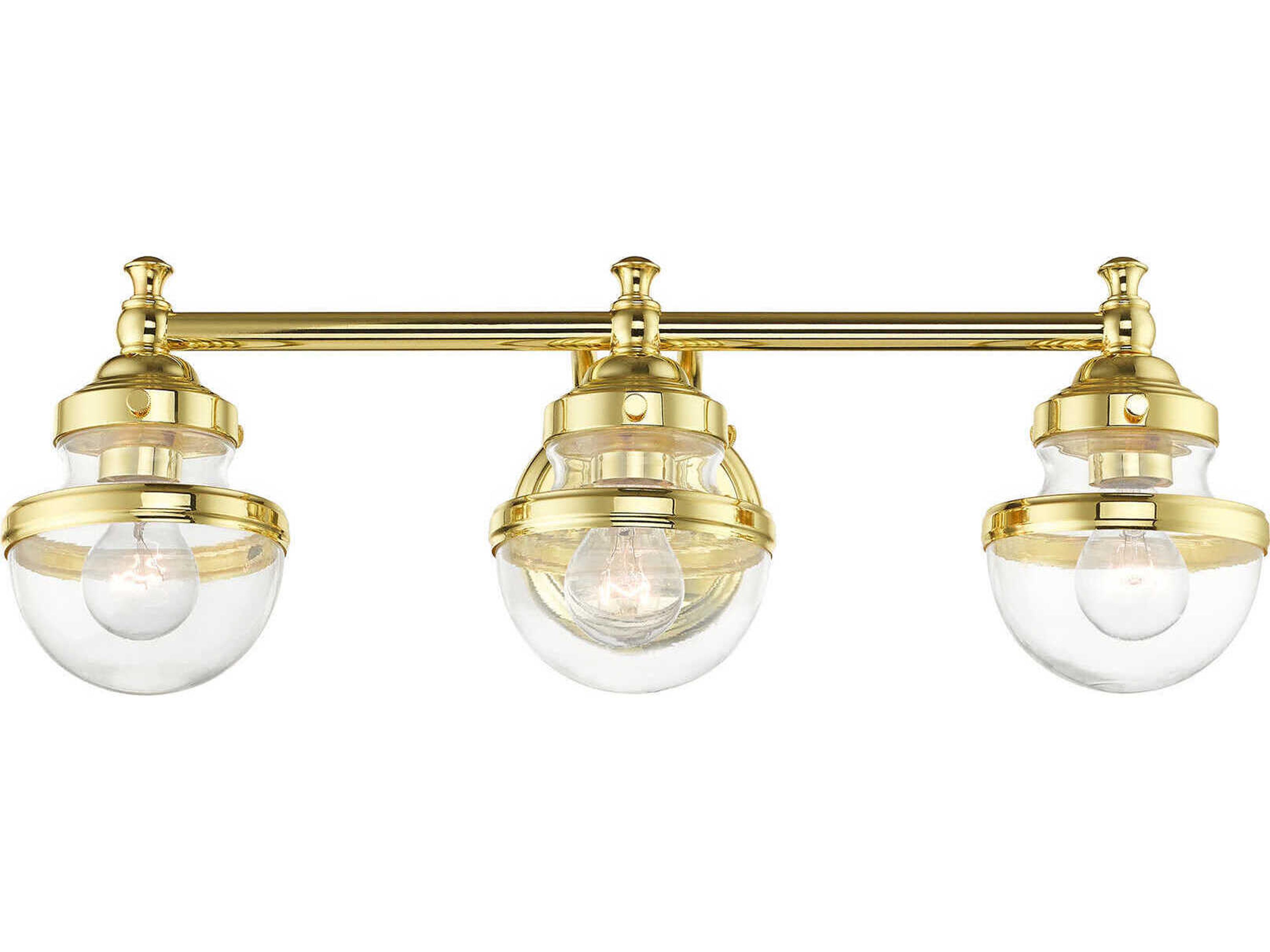 Livex Lighting Oldwick 3-Light Polished Brass Glass Vanity Light
