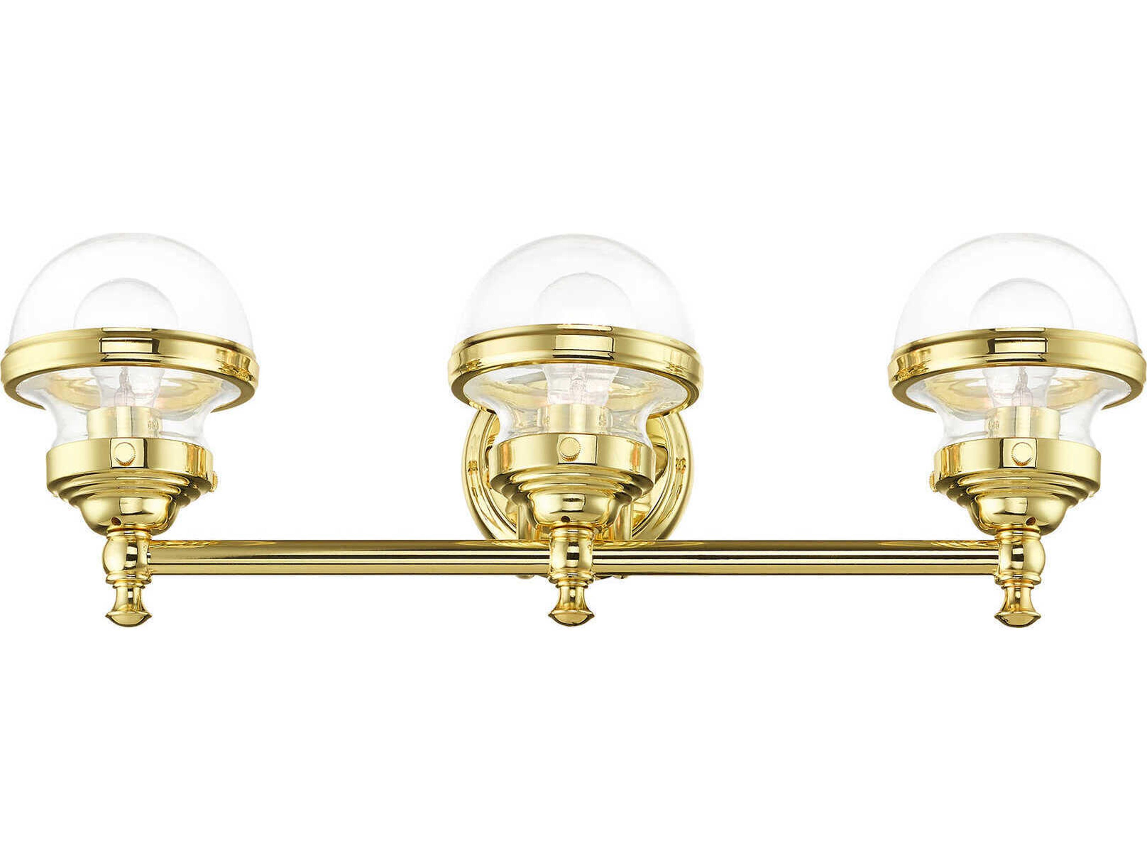 Livex Lighting Oldwick 3-Light Polished Brass Glass Vanity Light