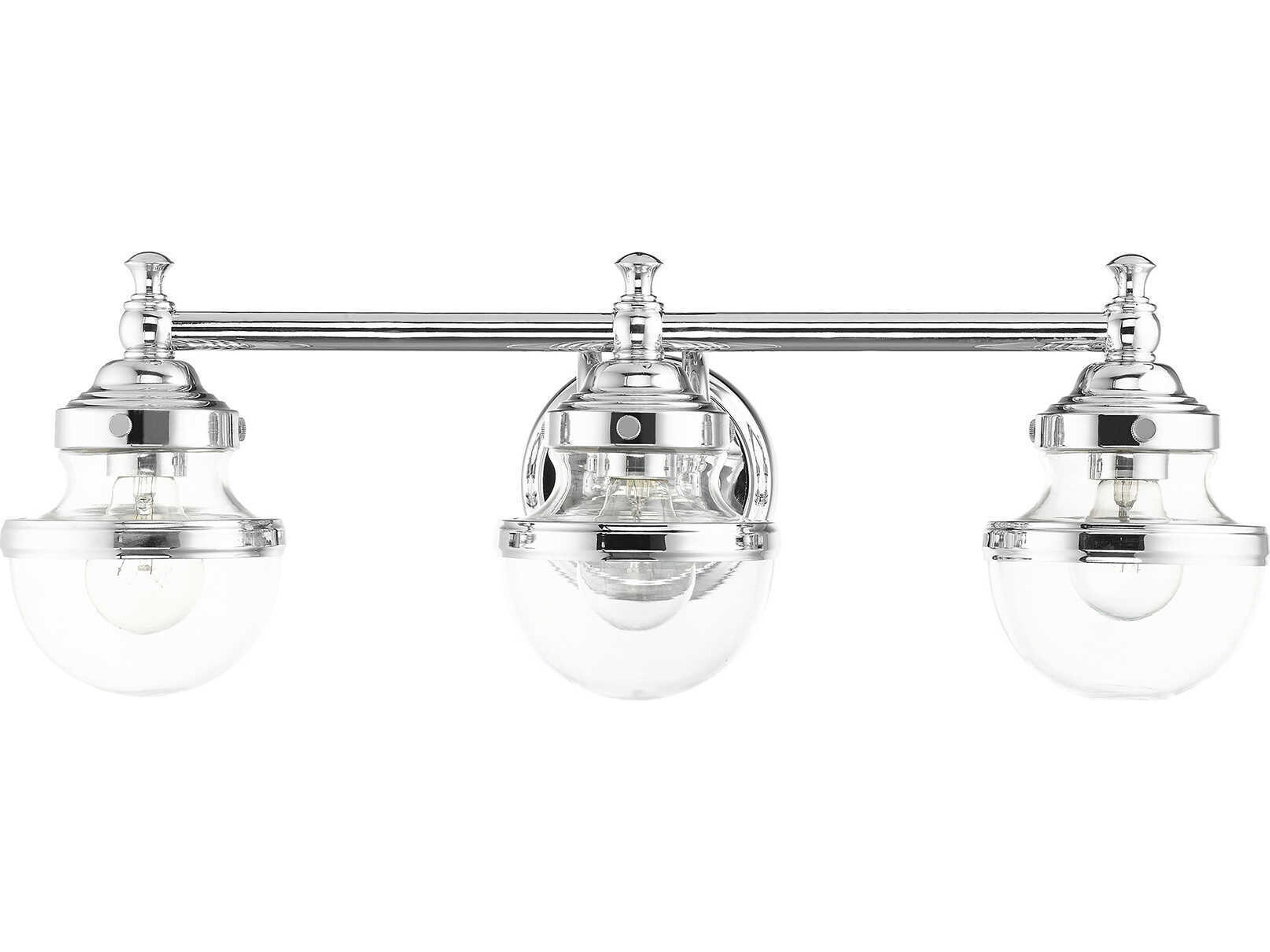 Livex Lighting Oldwick 3-Light Polished Chrome Glass Vanity Light