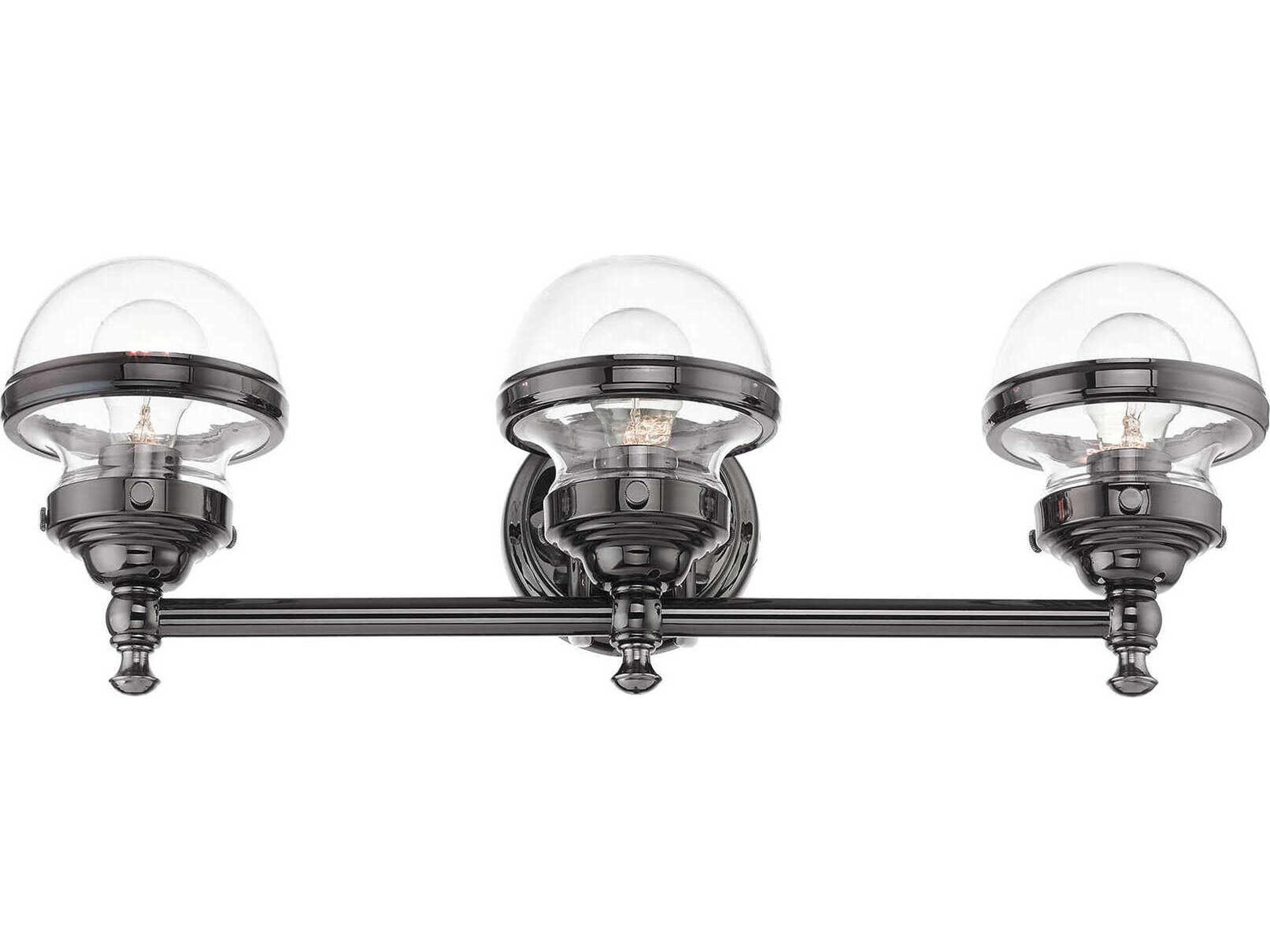 Livex Lighting Oldwick 3-Light Polished Black Chrome Glass Vanity Light
