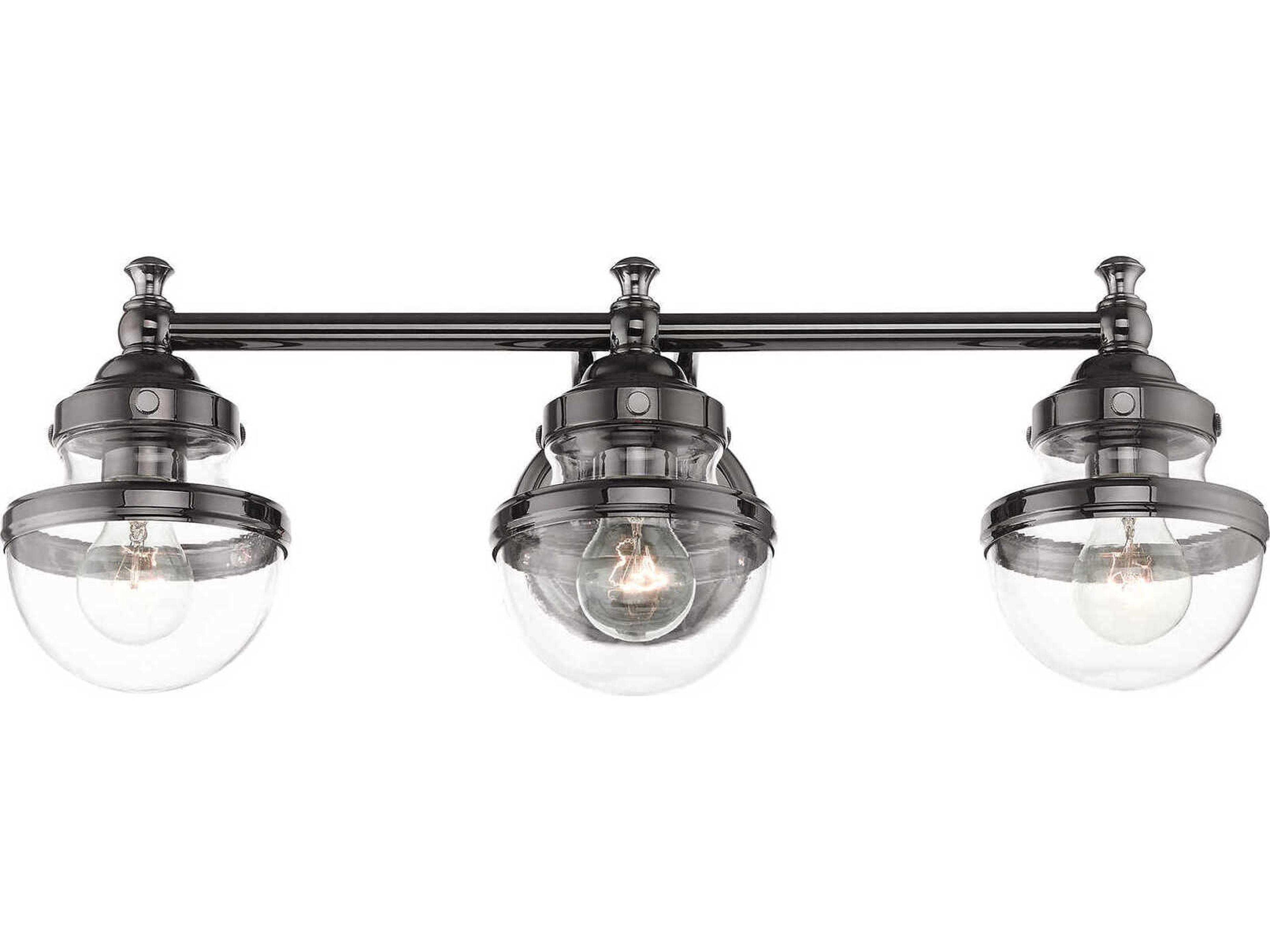 Livex Lighting Oldwick 3-Light Polished Black Chrome Glass Vanity Light