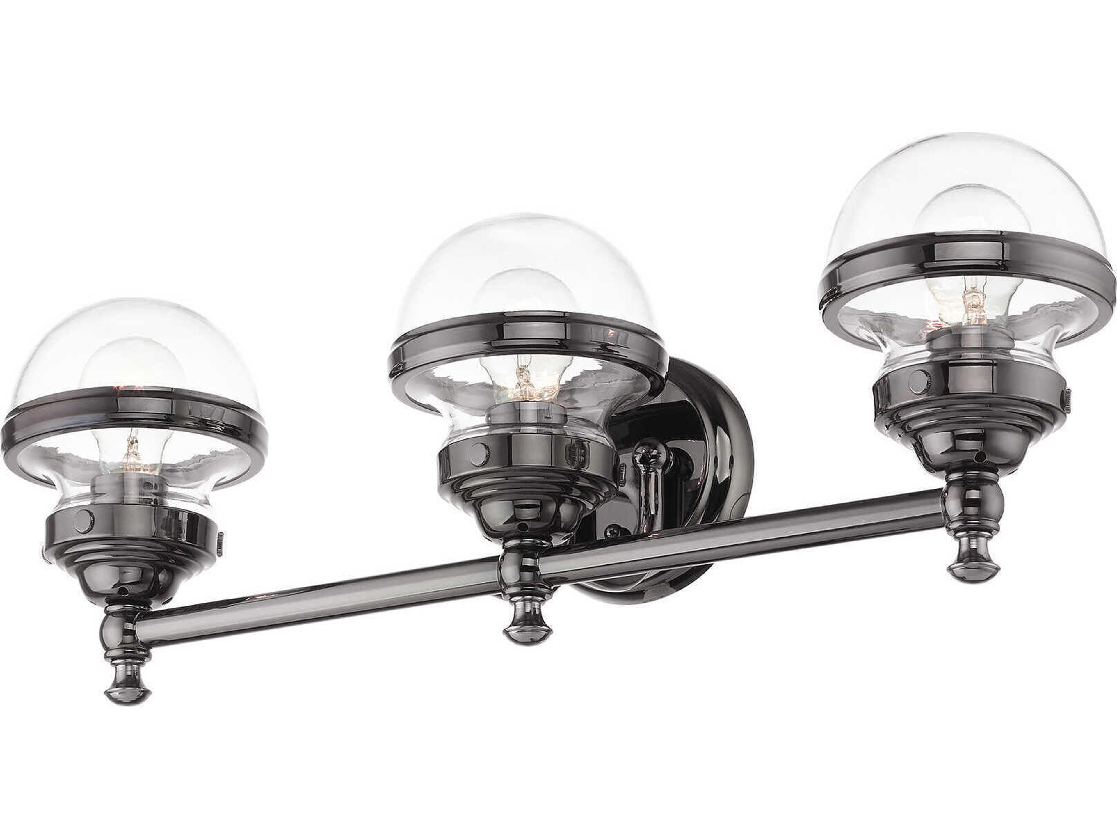 Livex Lighting Oldwick 3-Light Polished Black Chrome Glass Vanity Light
